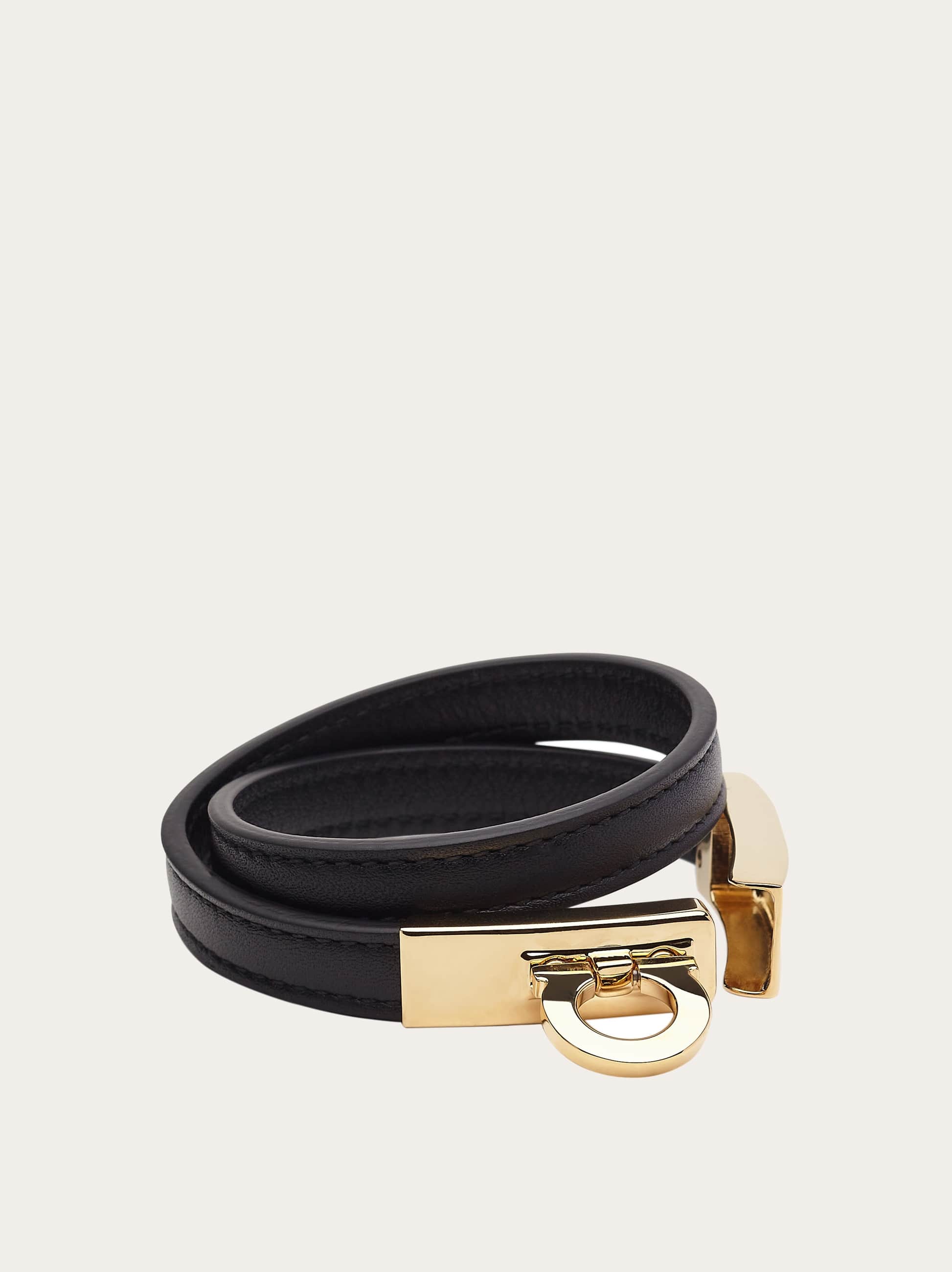  Ferragamo Damen Gancini Doppel-armband (16cm) Schwarz 