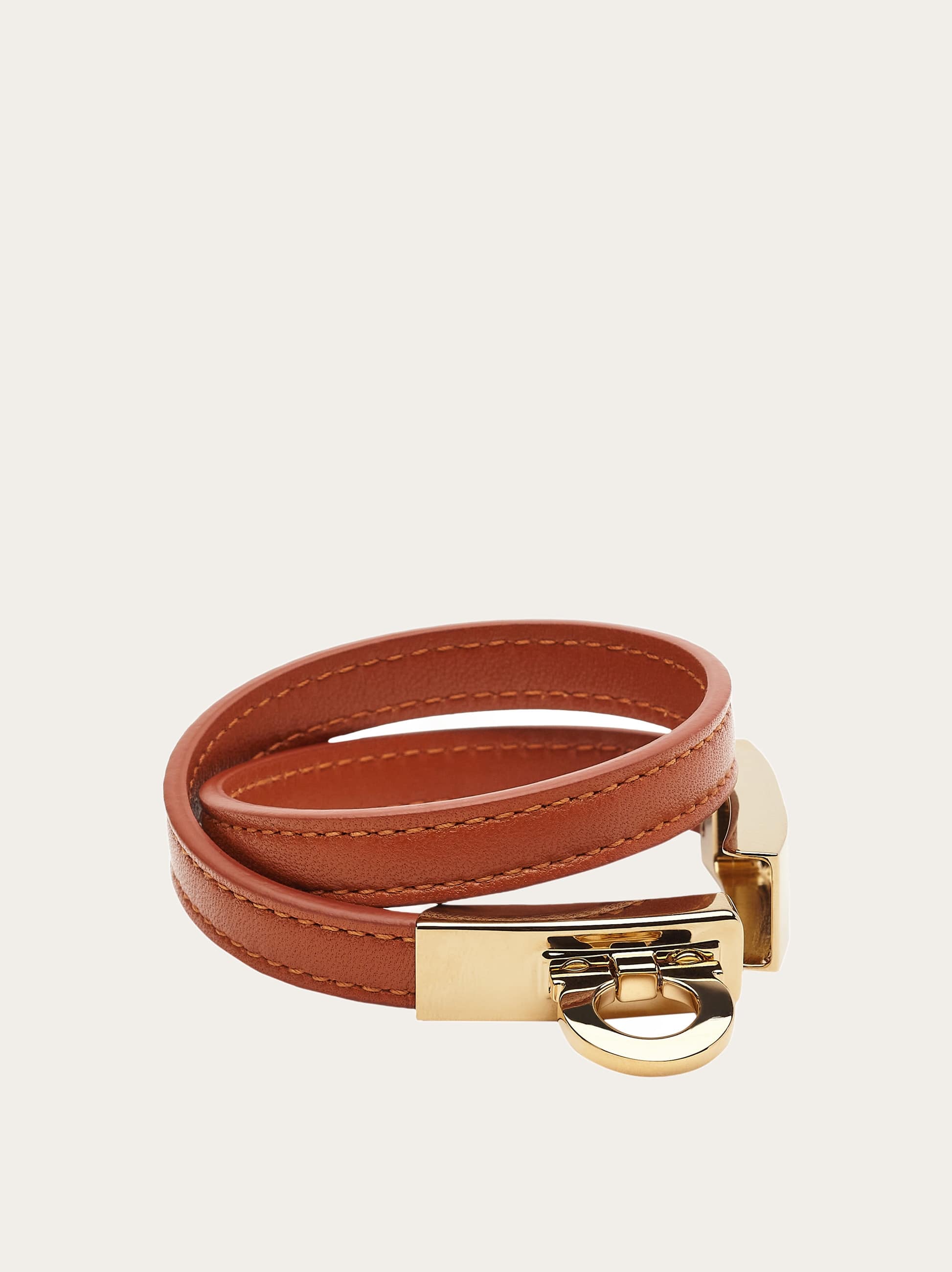  Ferragamo Damen Gancini Doppel-armband (18cm) Braun 