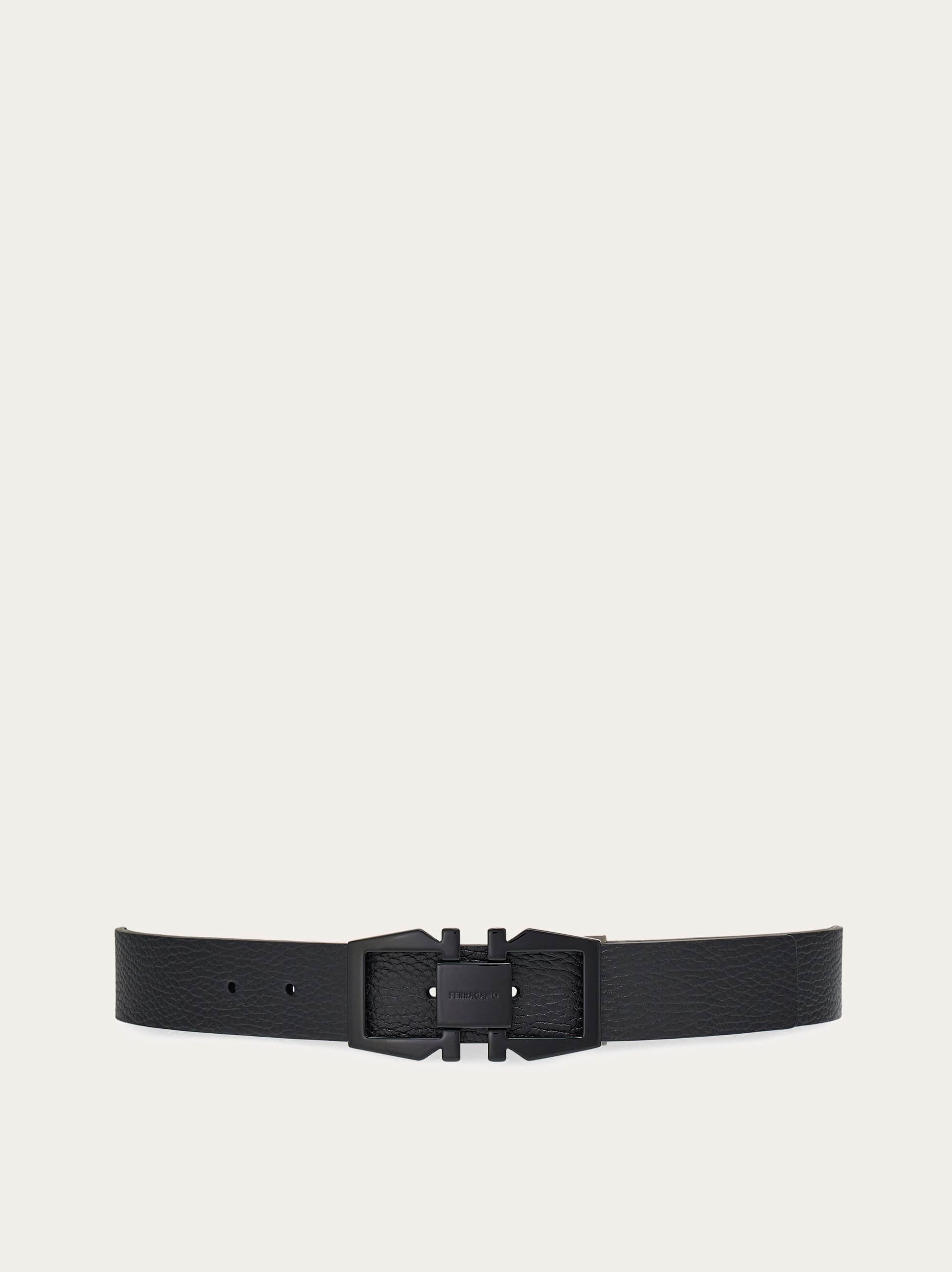 Ferragamo Reversible And Adjustable Gancini Belt In Black