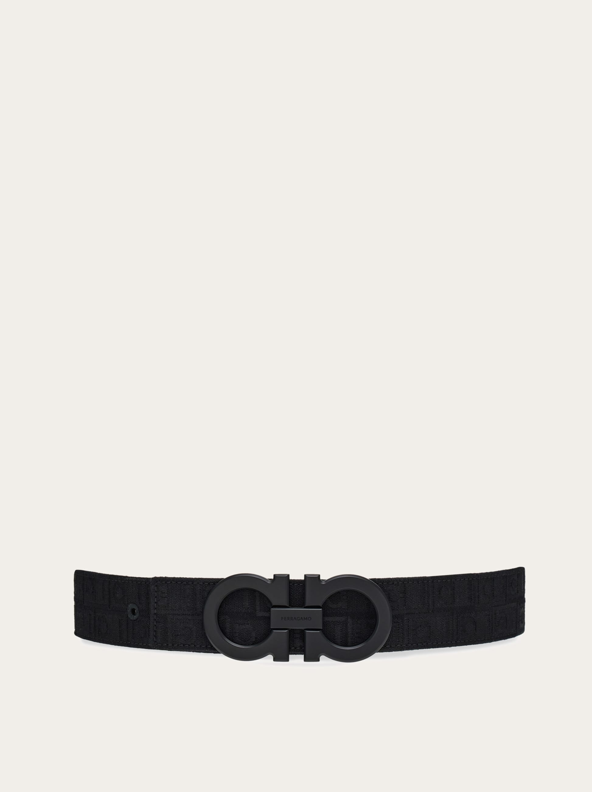 Ferragamo Fixed Reversible Gancini Belt In Black