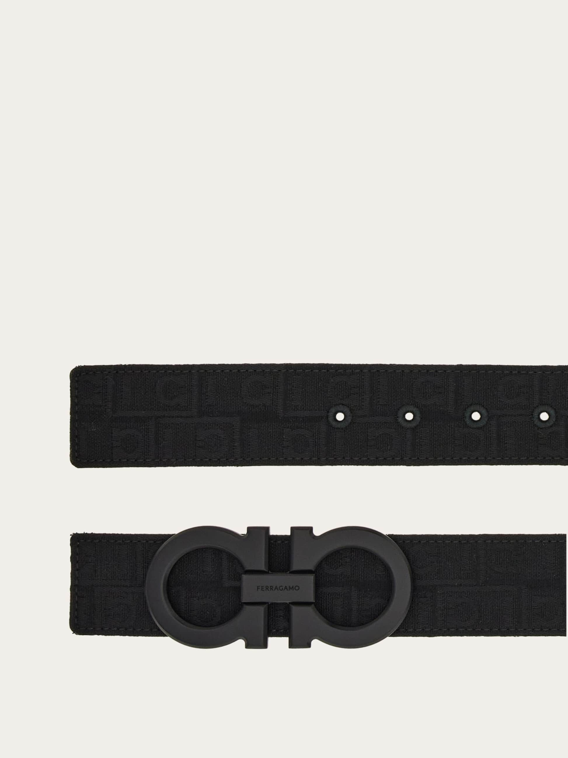 Ferragamo Fixed Reversible Gancini Belt In Black