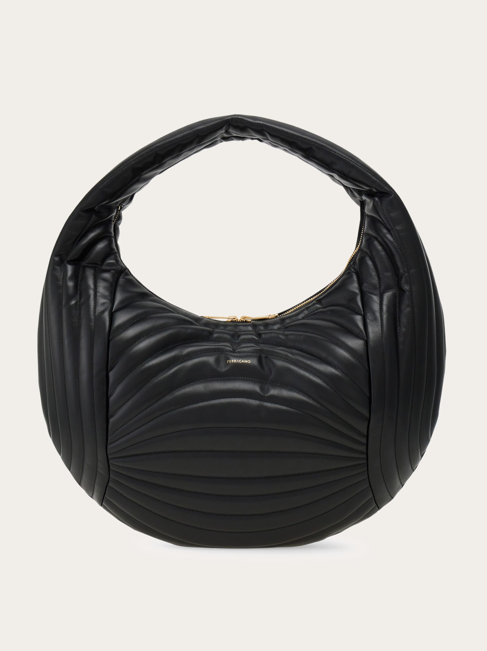 Ferragamo Quilted Hobo Bag (xl) In Black