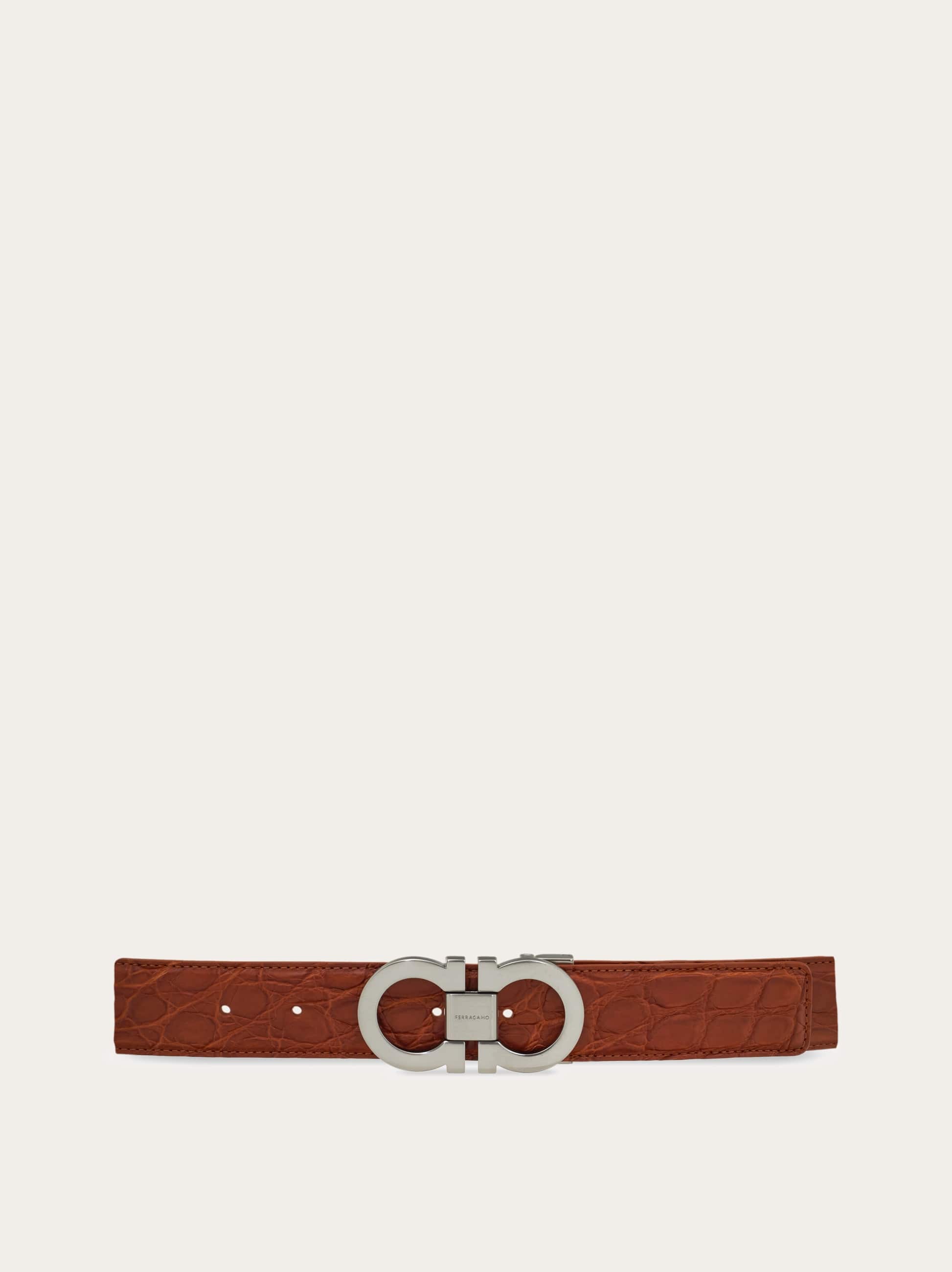 Ferragamo Adjustable Gancini Belt In Brown