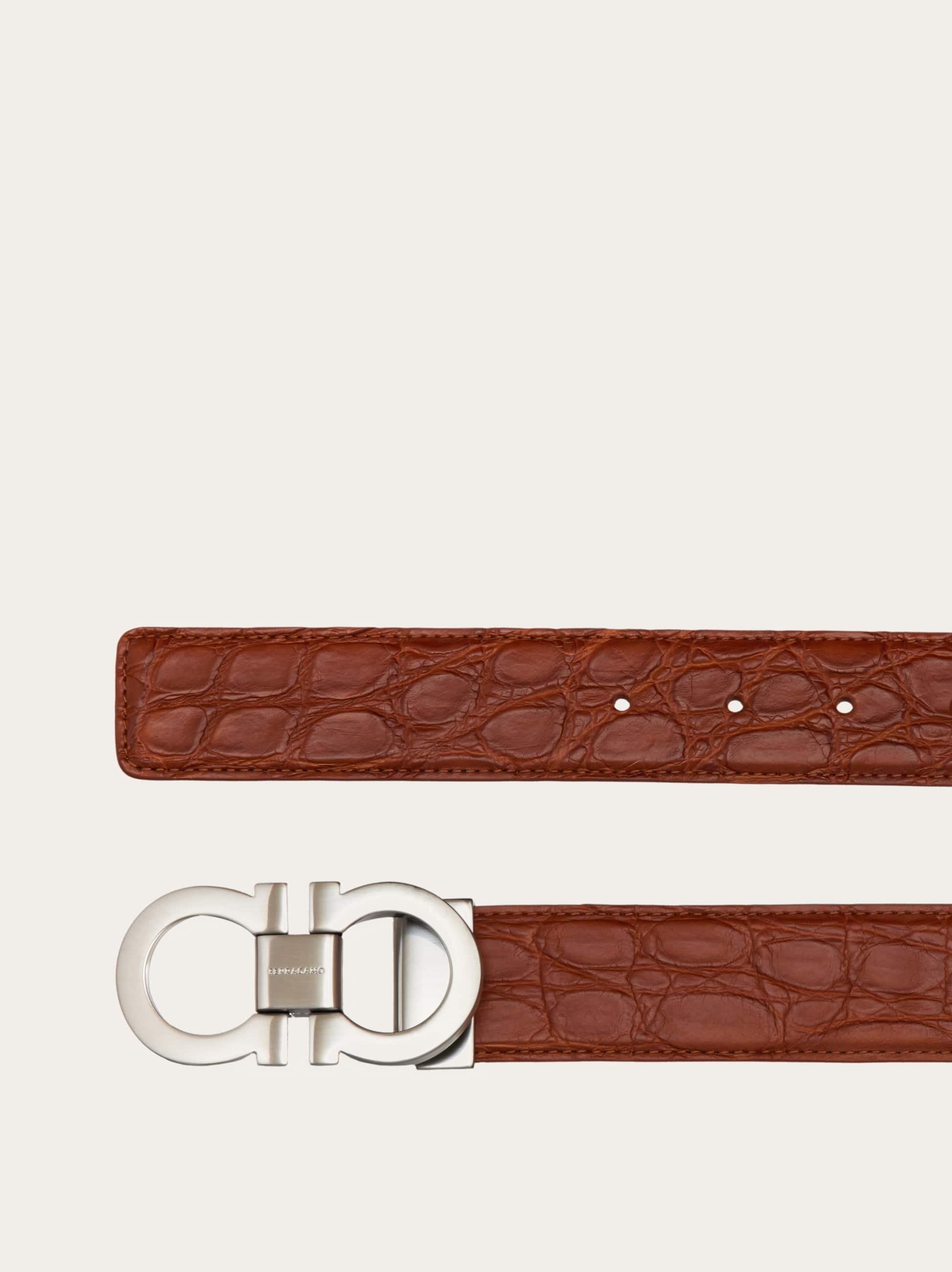 Ferragamo Adjustable Gancini Belt In Brown