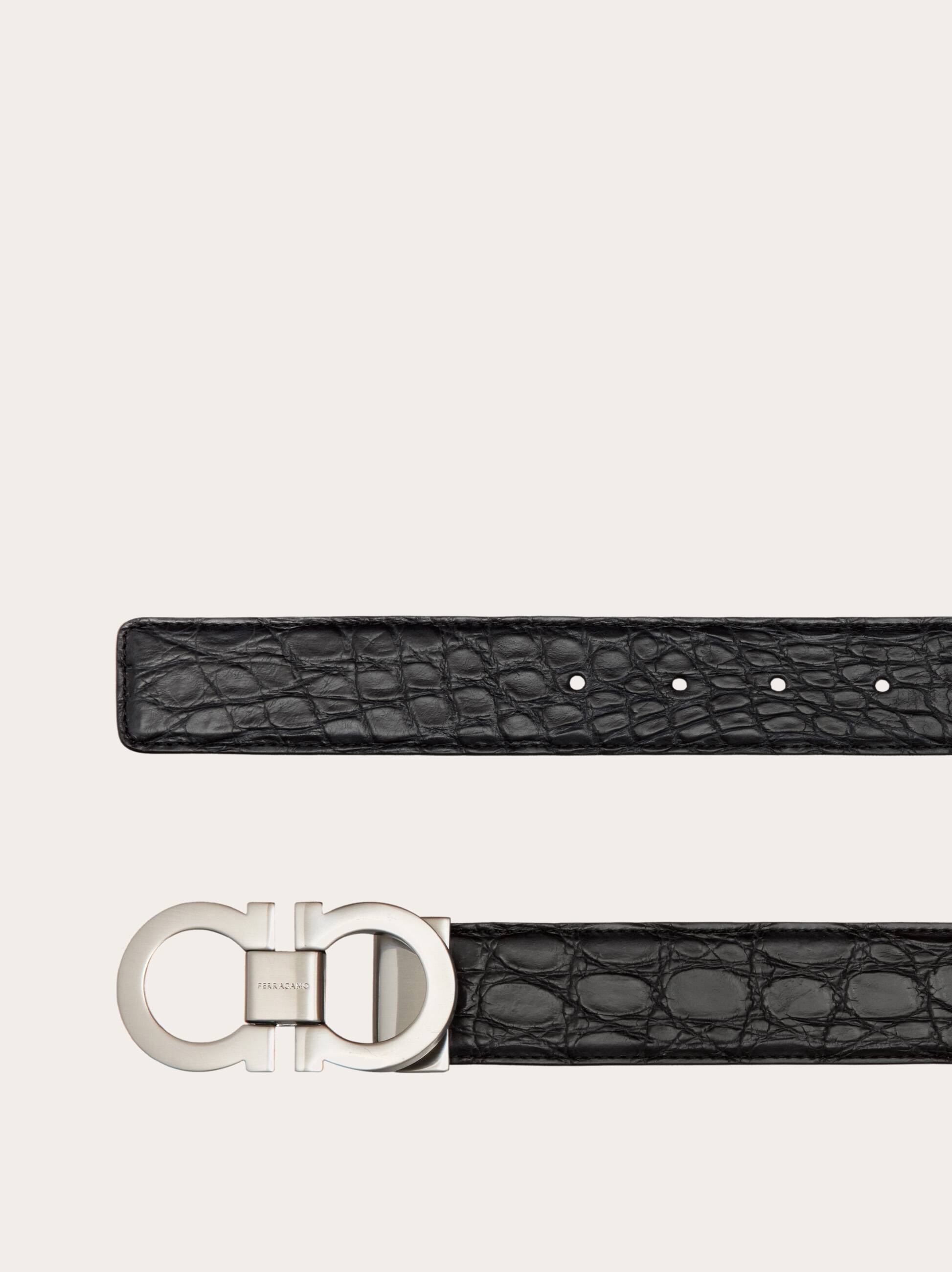 Ferragamo Adjustable Gancini Belt In Grey