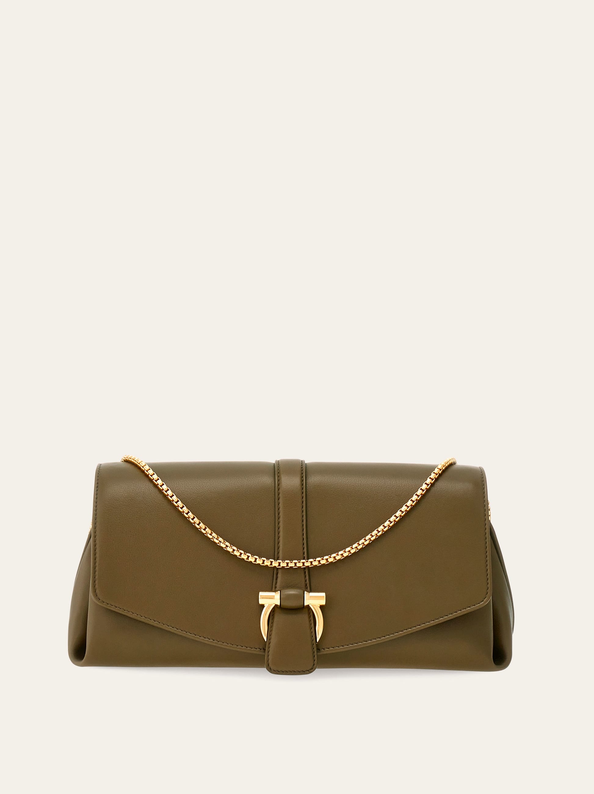 Ferragamo Medium Front Flap Soulder Bag In Green