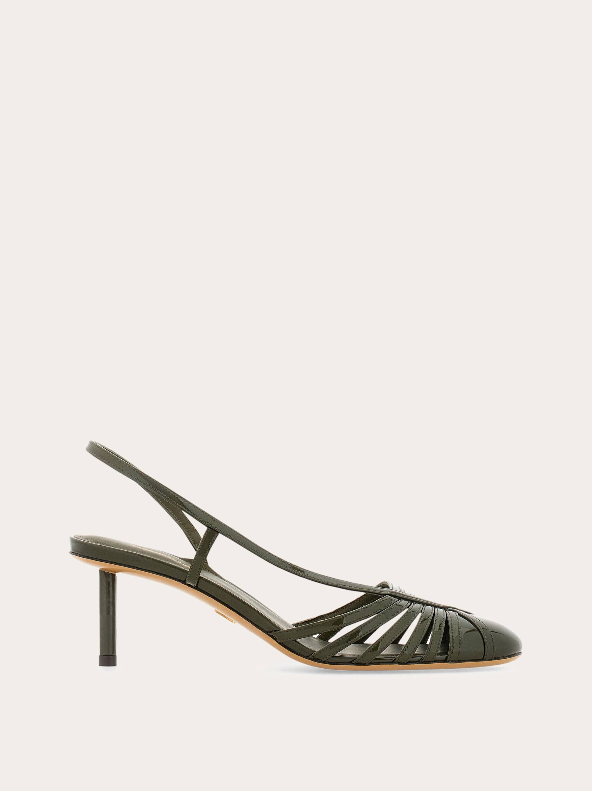 Ferragamo Leather Slingback Pumps In Green