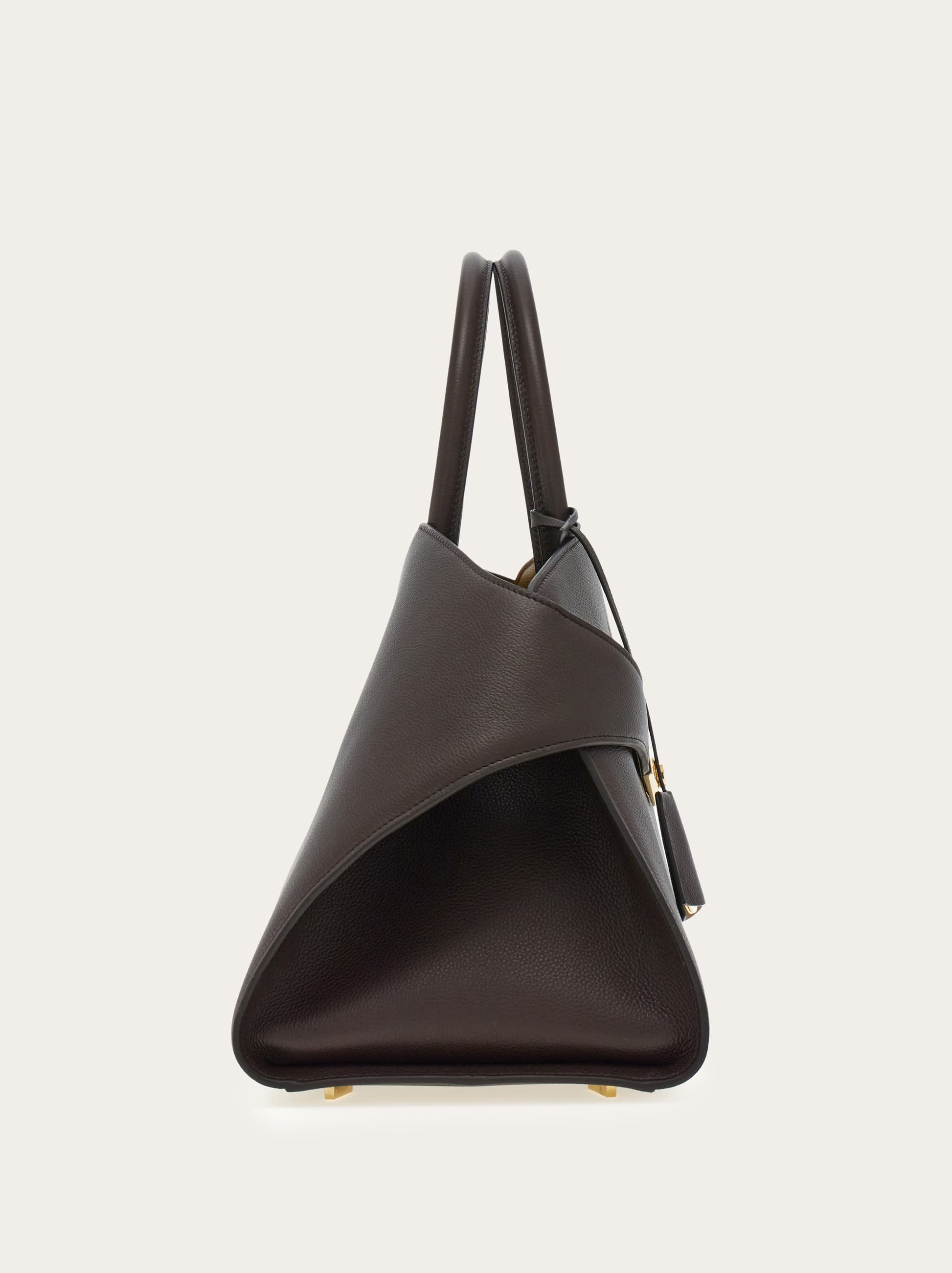 Ferragamo Hug Bicolor Handbag (m) In Brown