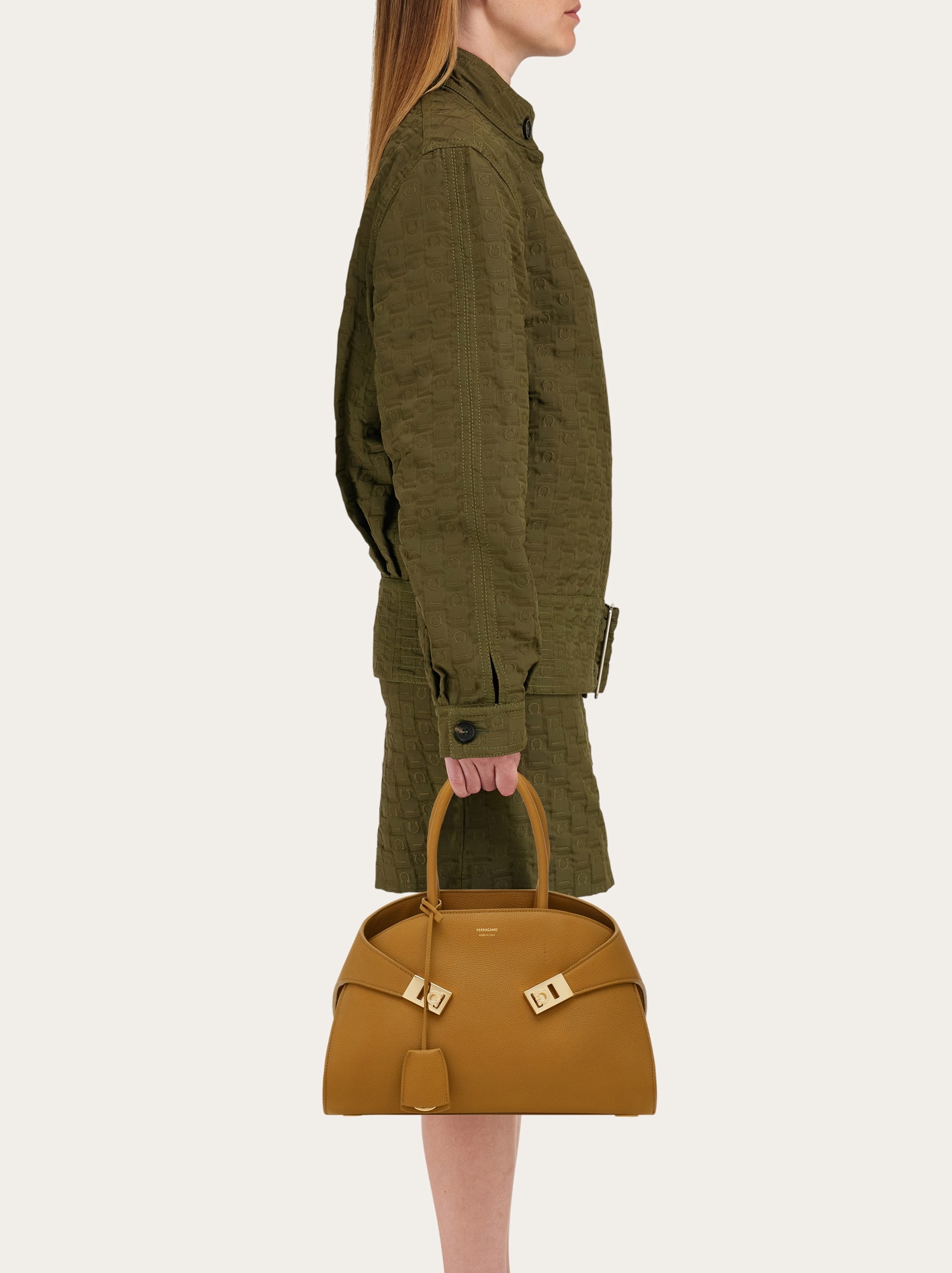 Ferragamo Women Hug Small Leahter Tote Bag In Brown