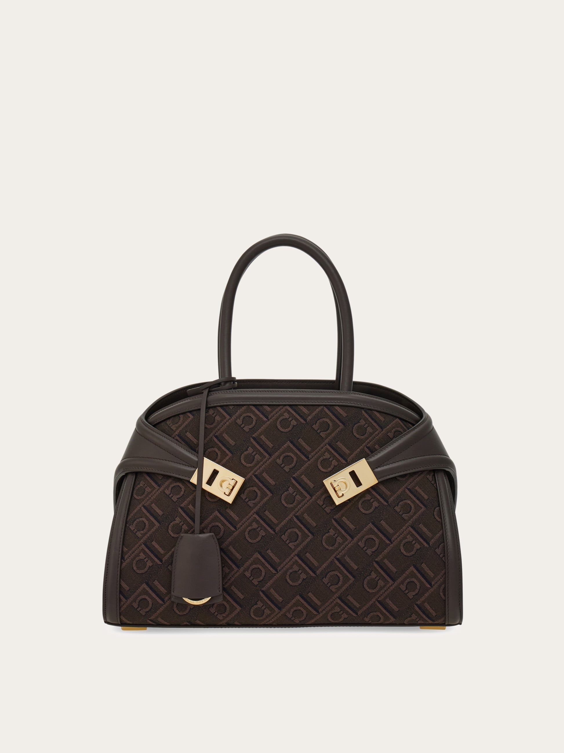 Ferragamo Women Hug jacquard handbag (S) Brown