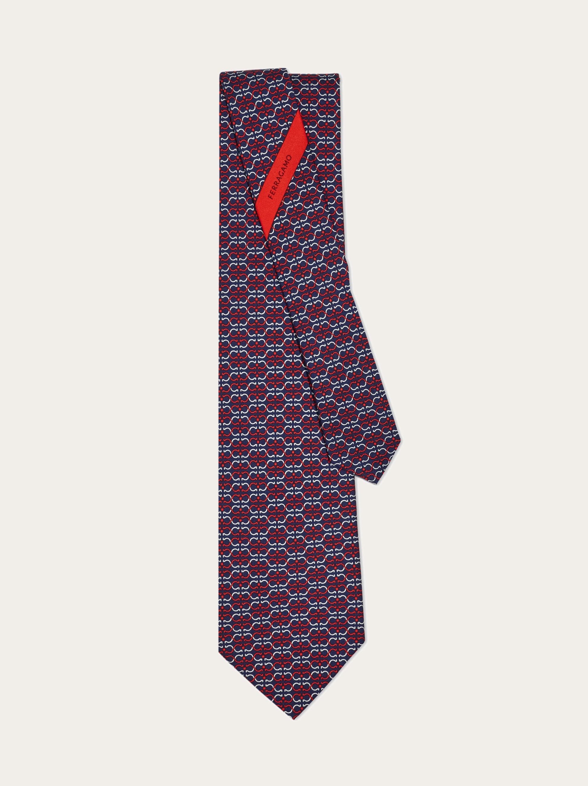  Ferragamo Herren Seidenkrawatte Mit Gancini-print Blau 