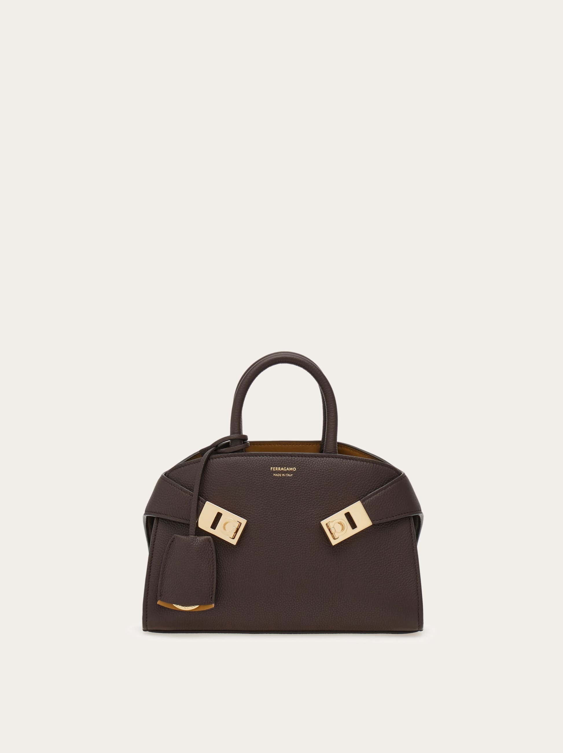Ferragamo Hug Bicolor Handbag (m) In Brown