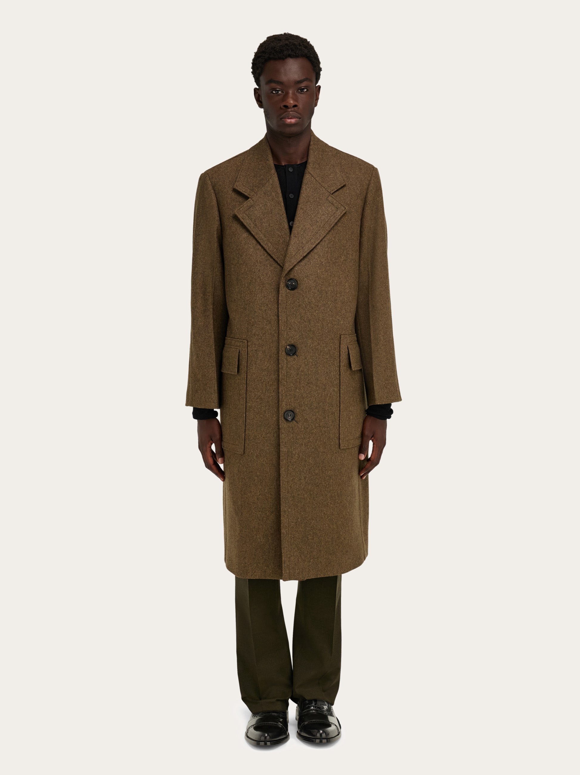 Ferragamo Oversized Single-breasted Coat In Green