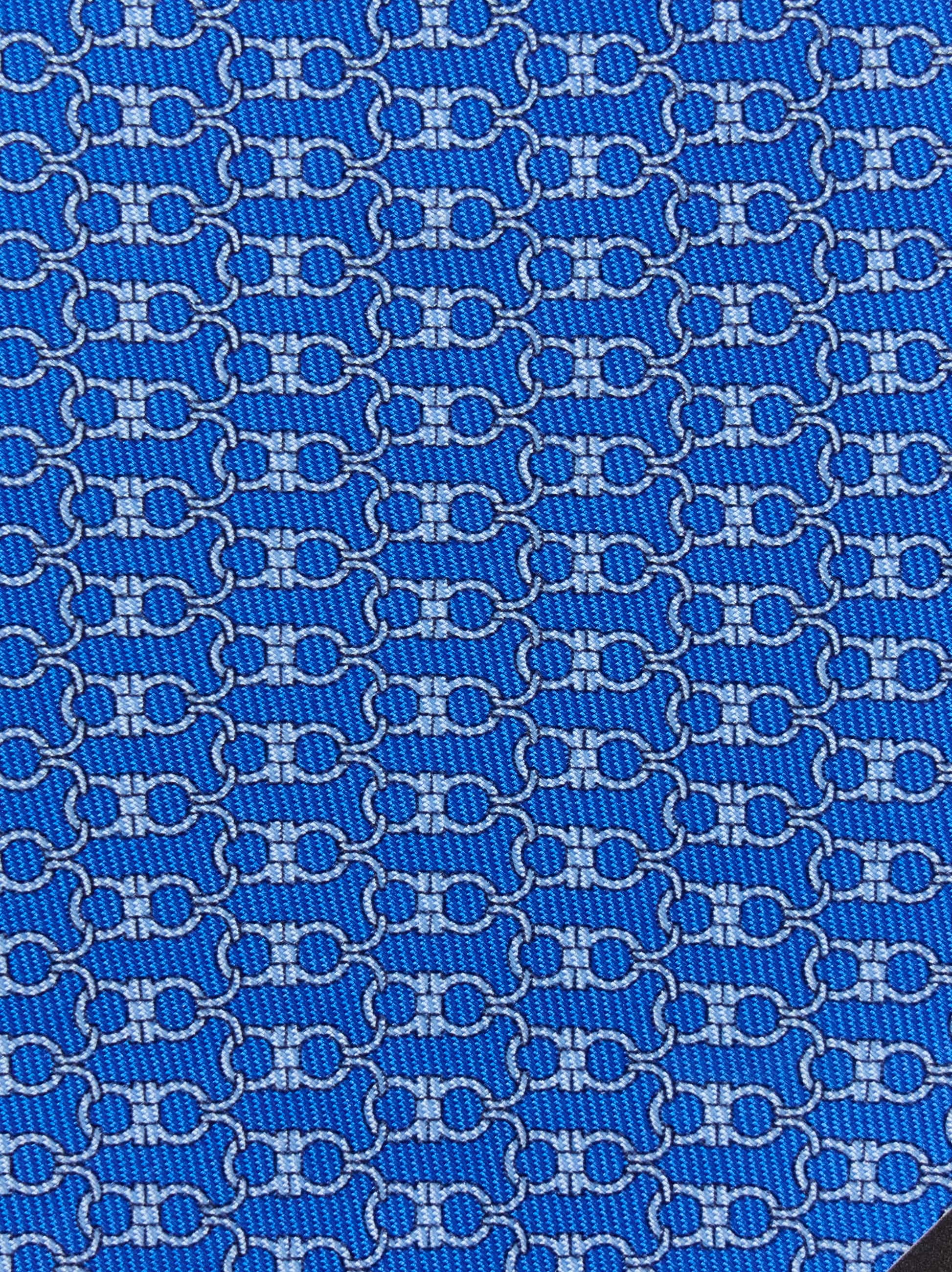 Ferragamo Gancini Print Silk Tie In Blue