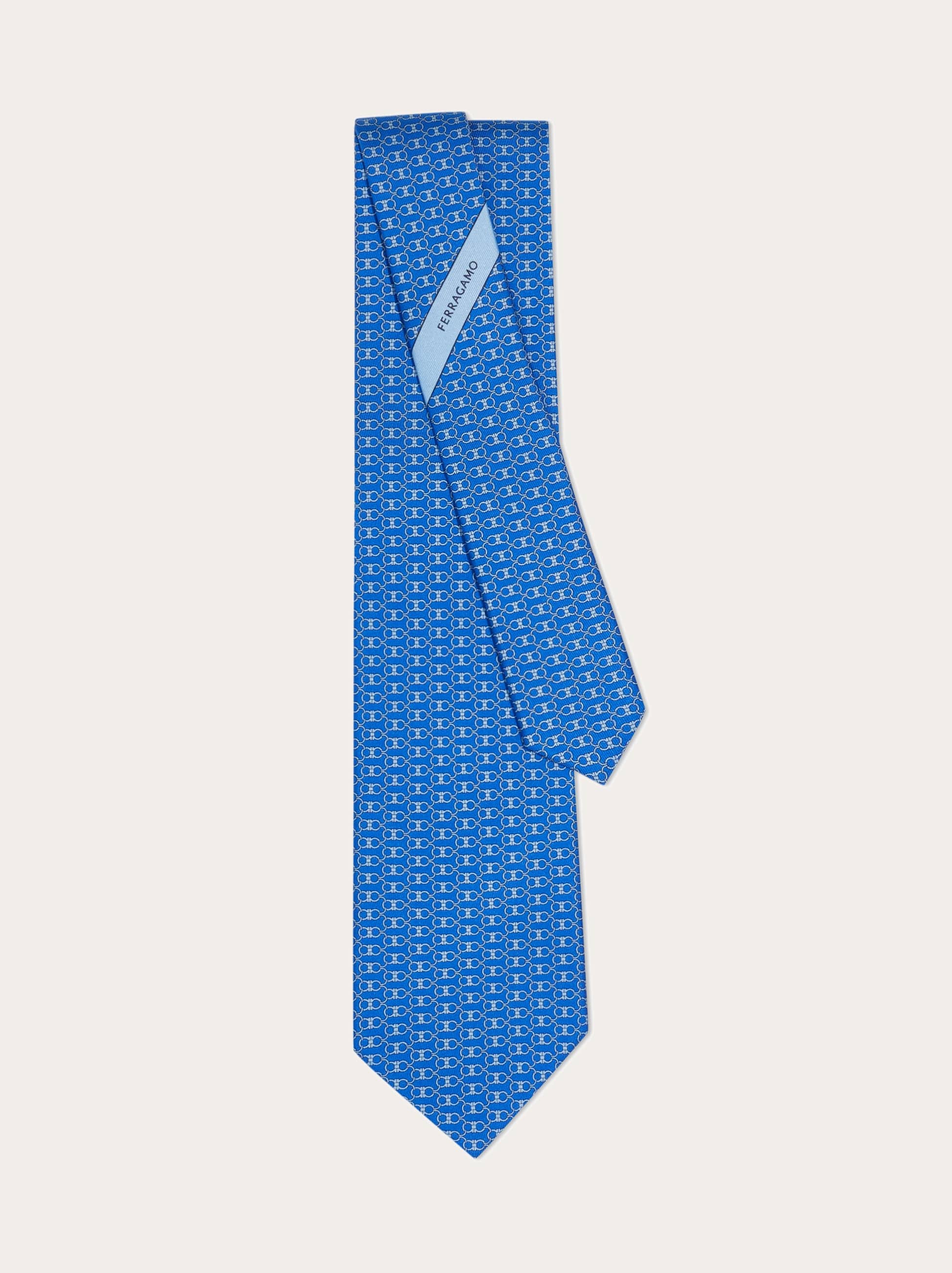  Ferragamo Herren Seidenkrawatte Mit Gancini-print Blau 