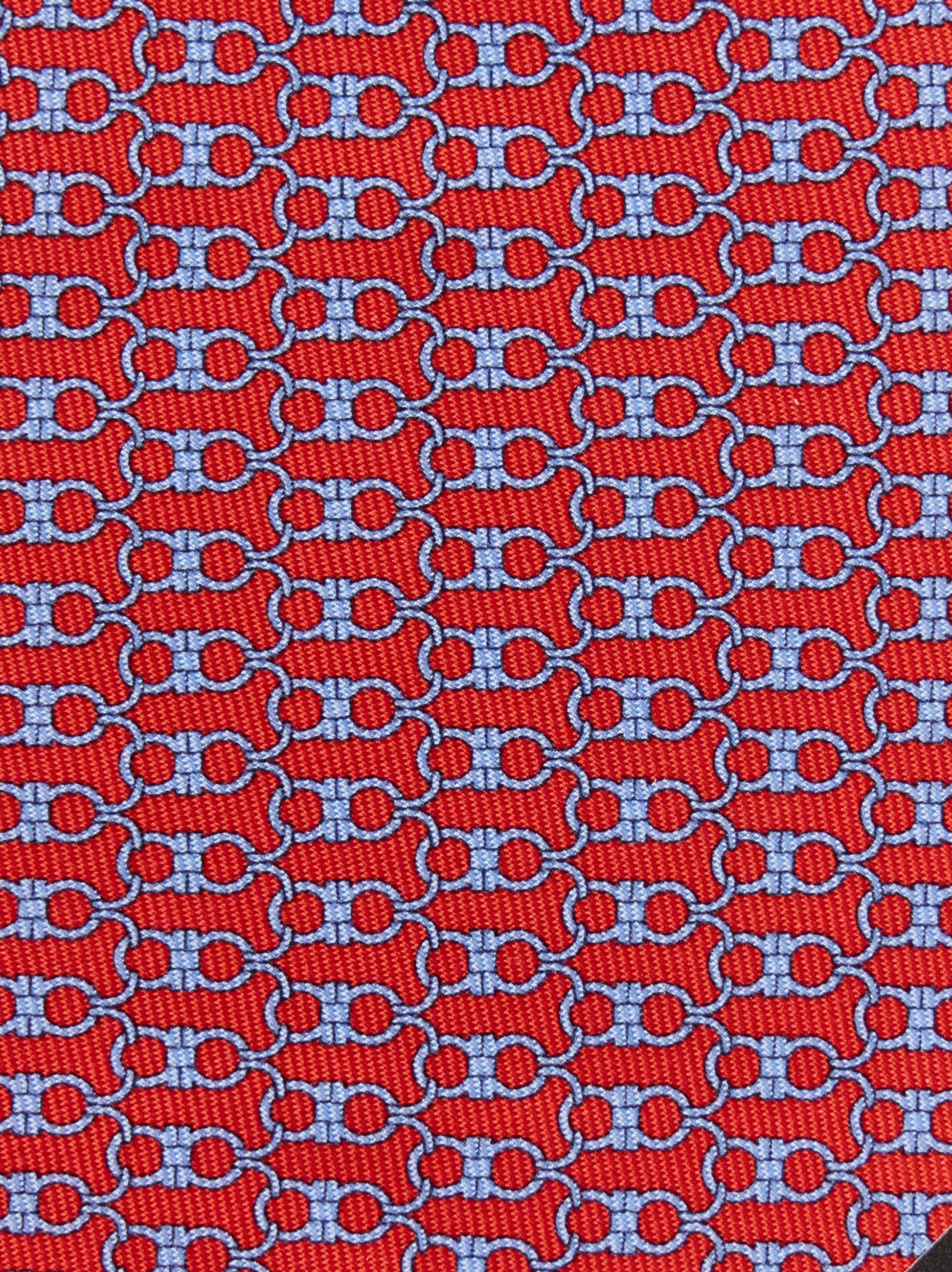 Ferragamo Gancini Print Silk Tie In Red