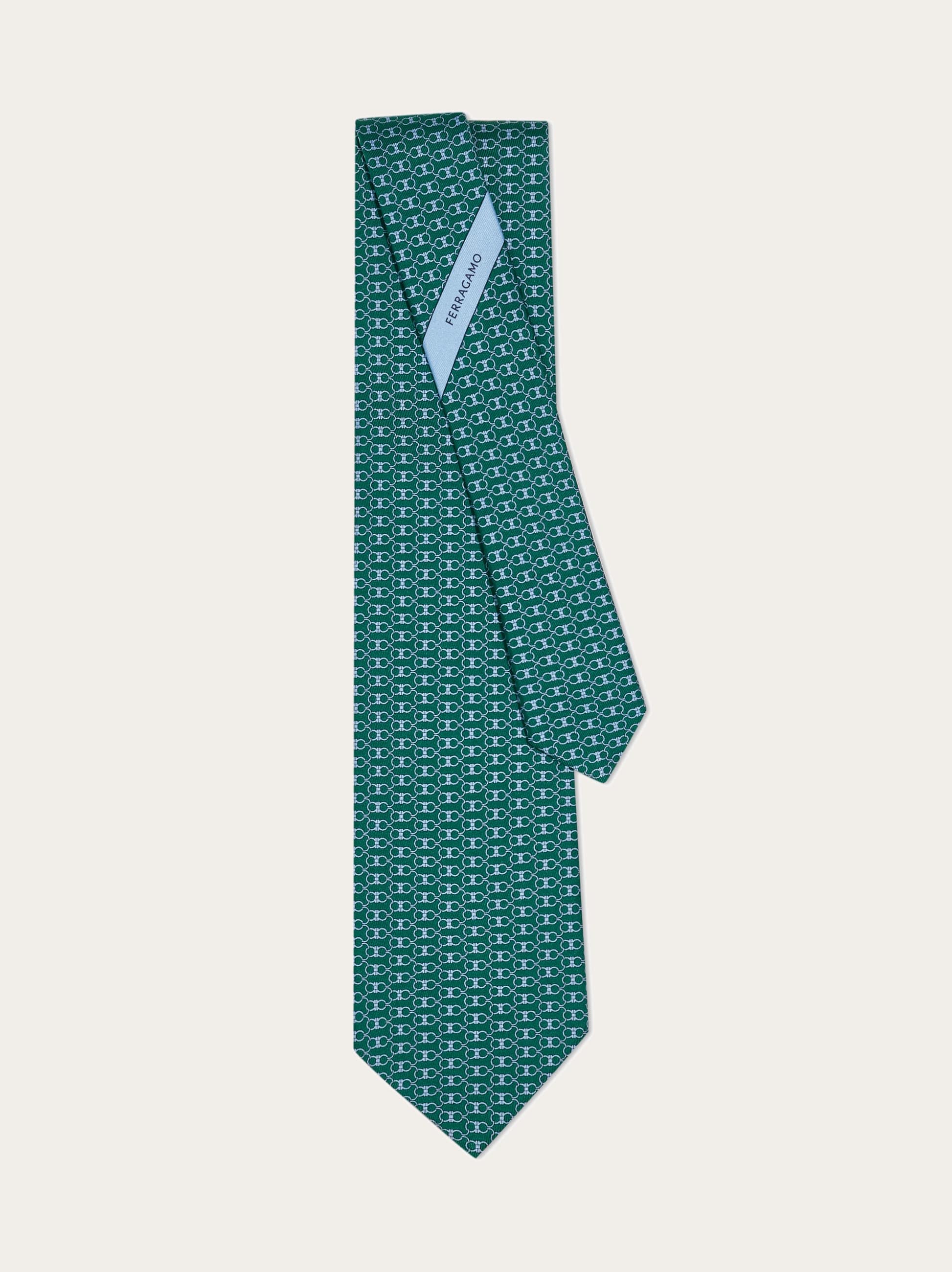 Ferragamo Herren Seidenkrawatte Mit Gancini-print Grün 