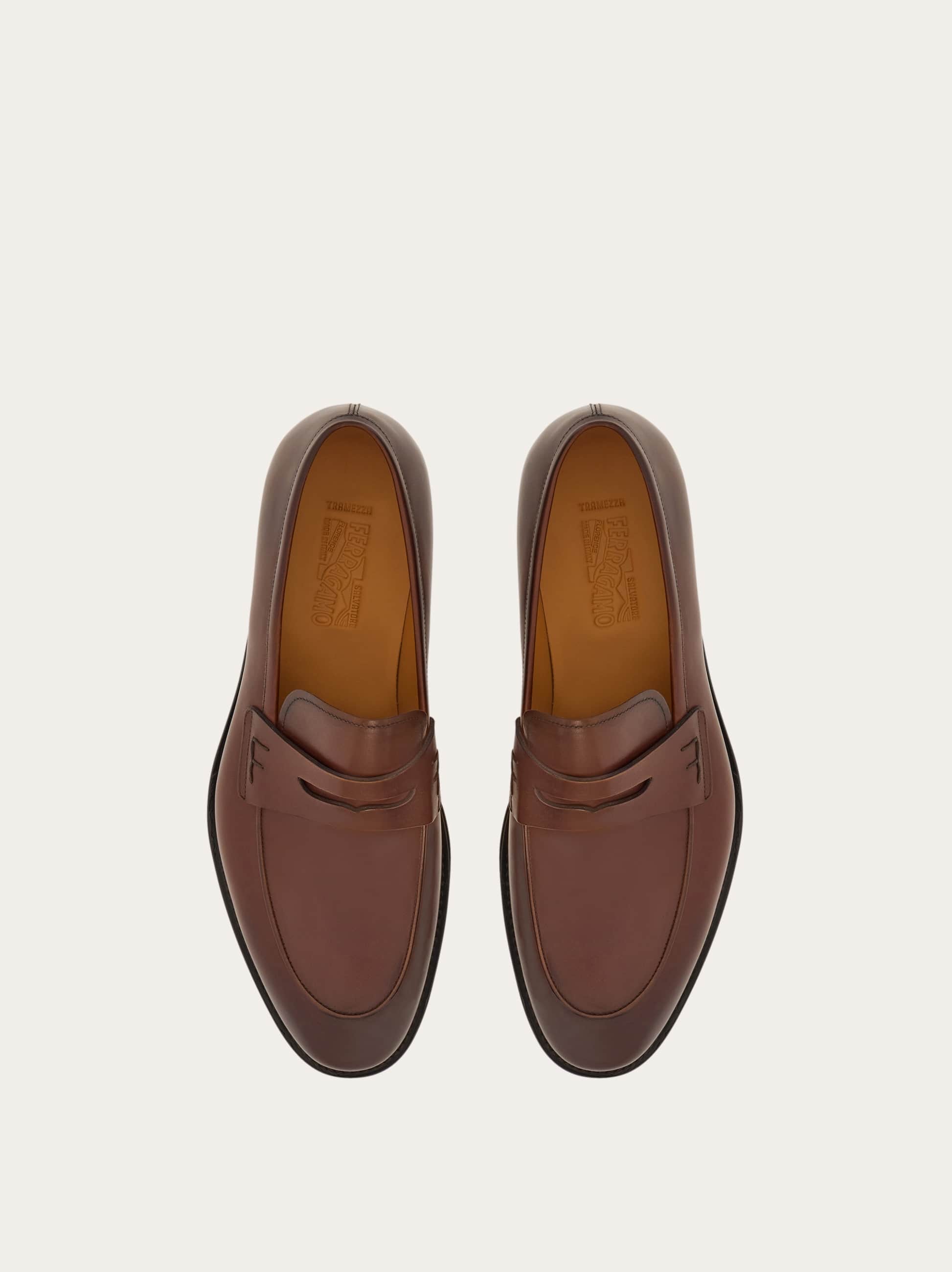 Ferragamo Gancio-plaque Leather Loafers In Brown