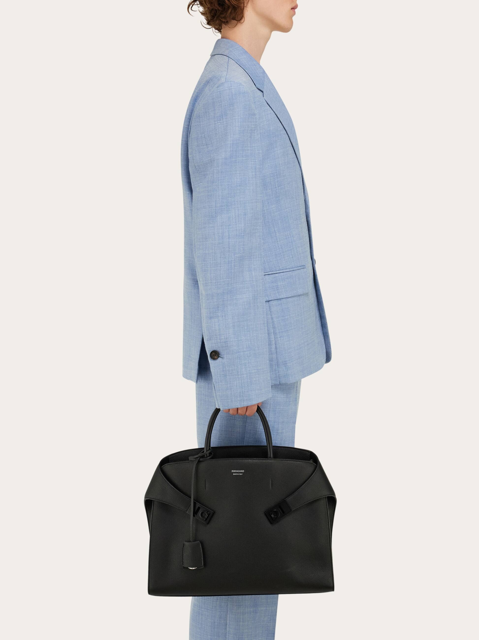 Ferragamo Hug Briefcase In Black
