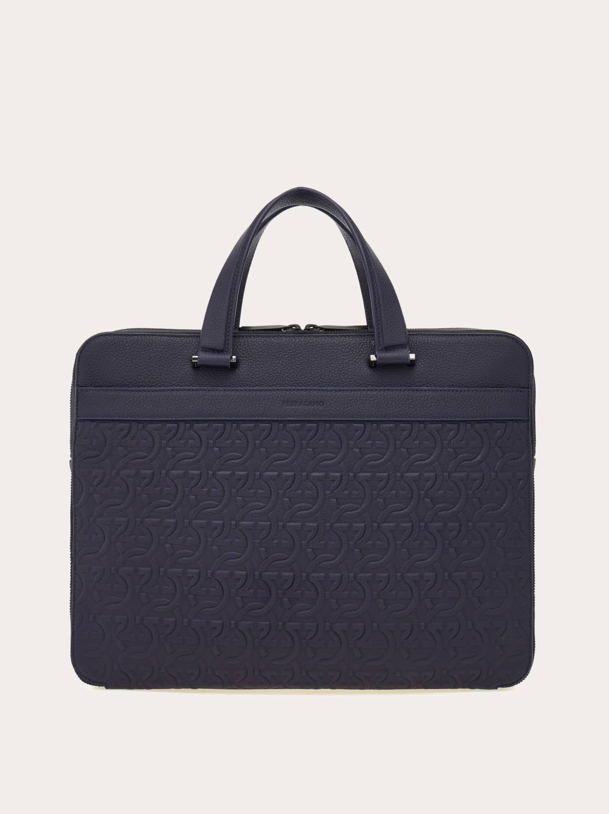Ferragamo Uomo Borsa business con goffratura Gancini Blu