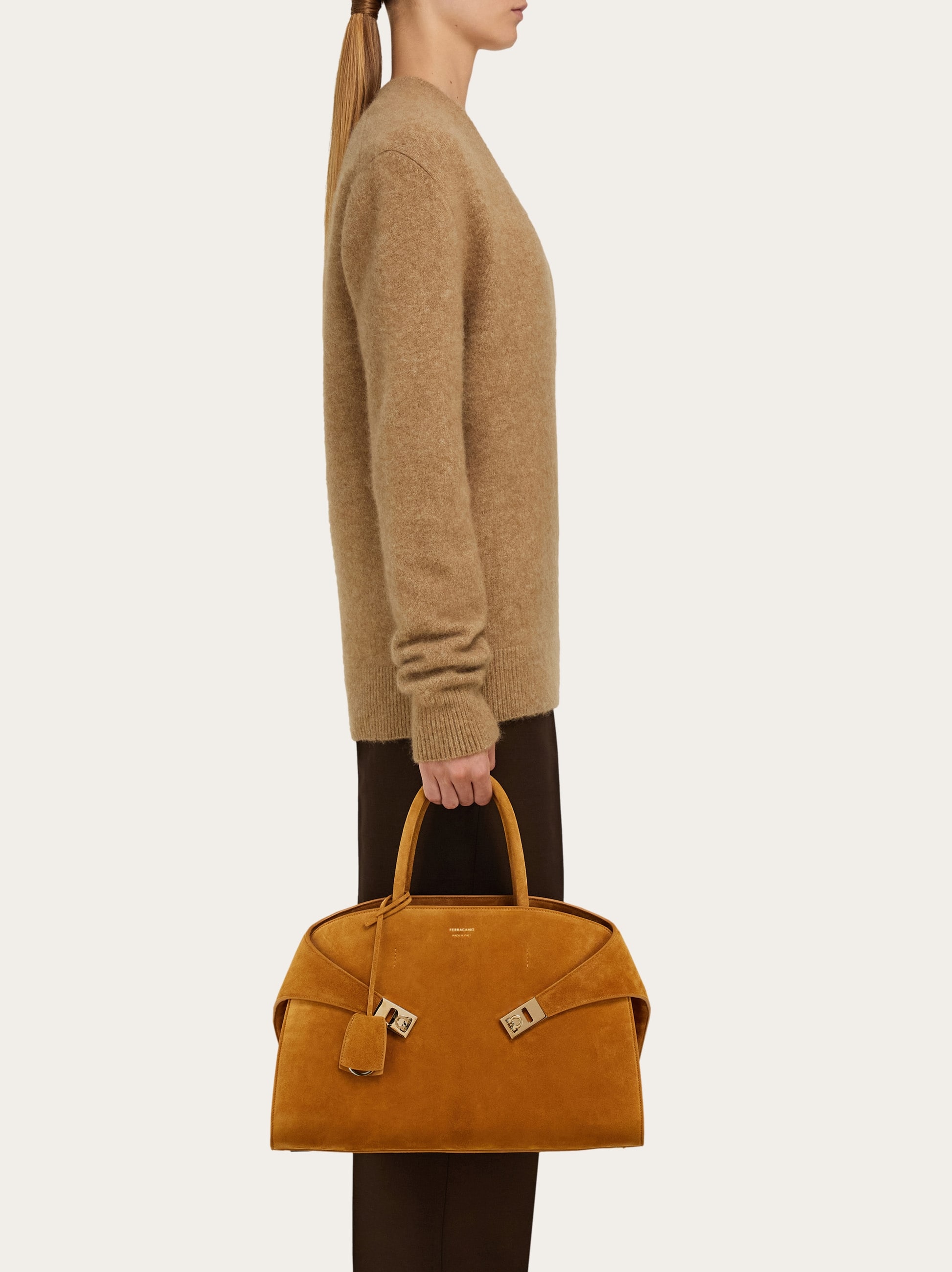 Ferragamo Medium Handbag Hug In Beige