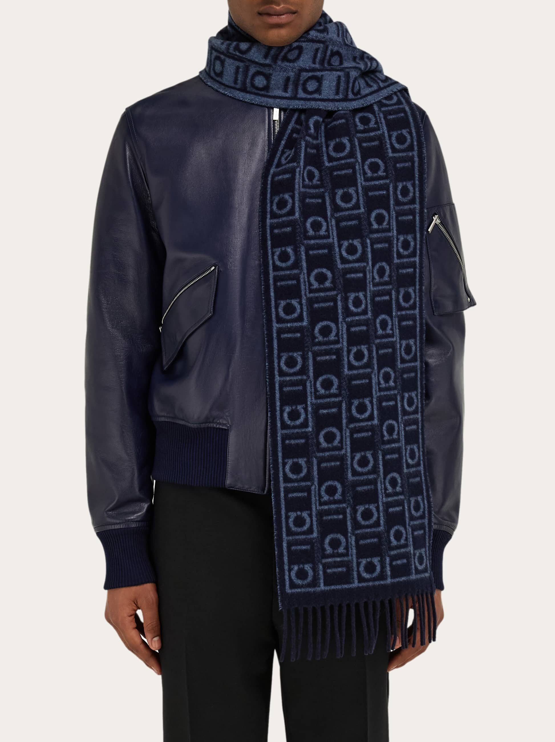 Ferragamo Herren Schal Ferragamo Monogram Blau 