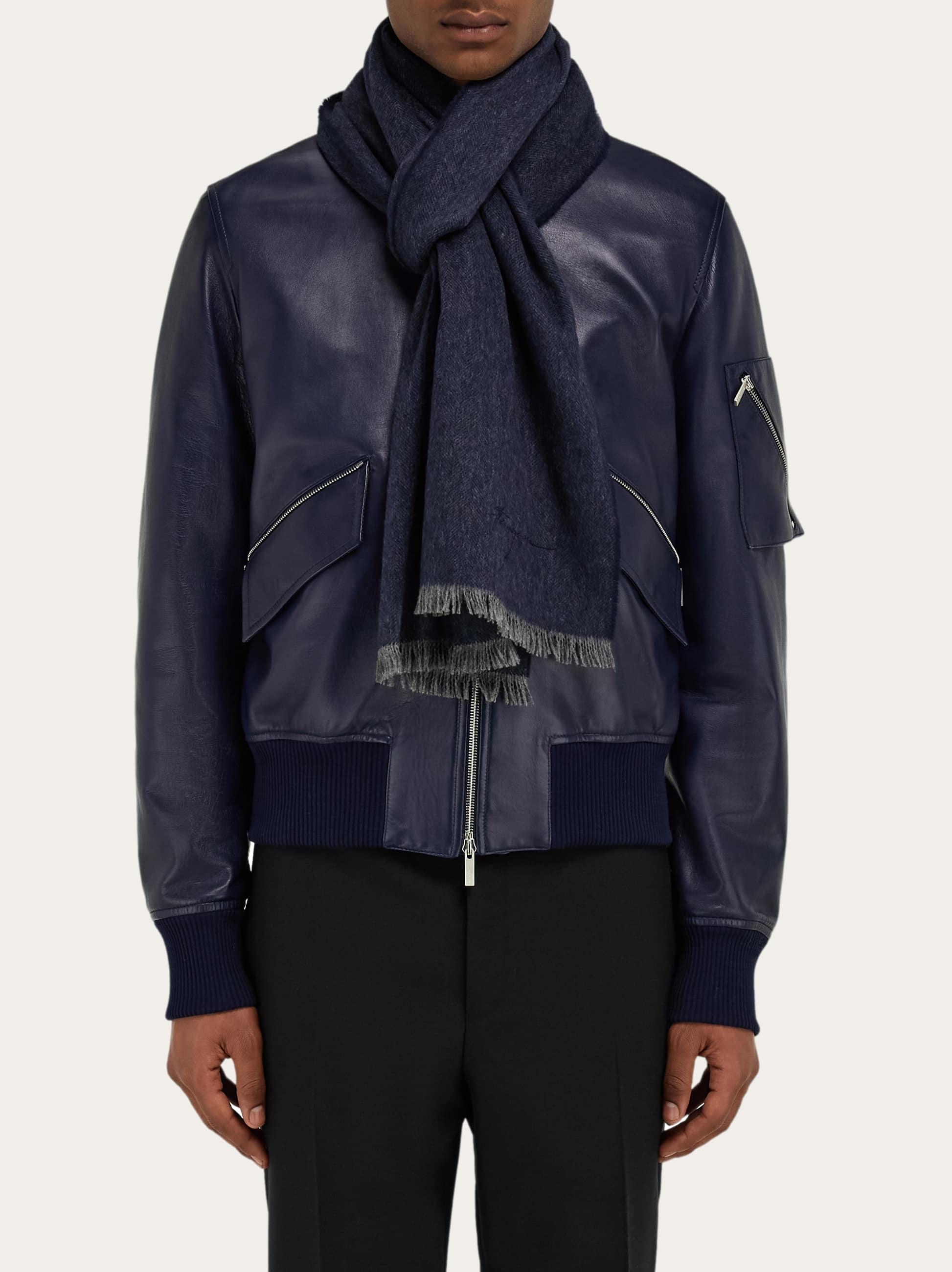  Ferragamo Herren Kaschmirschal Blau 