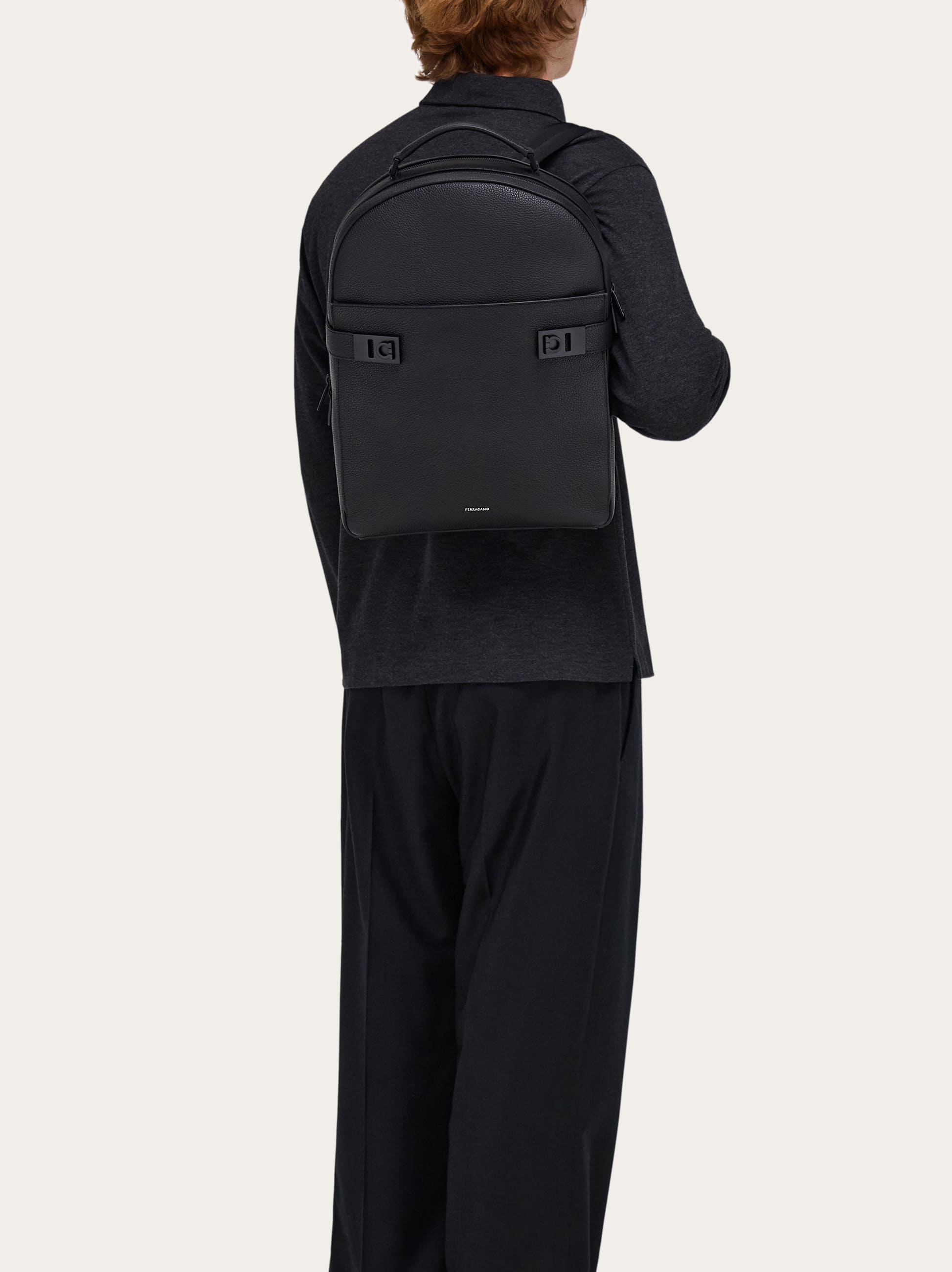  Ferragamo Herren Rucksack Mit Hug-schnallen Schwarz 