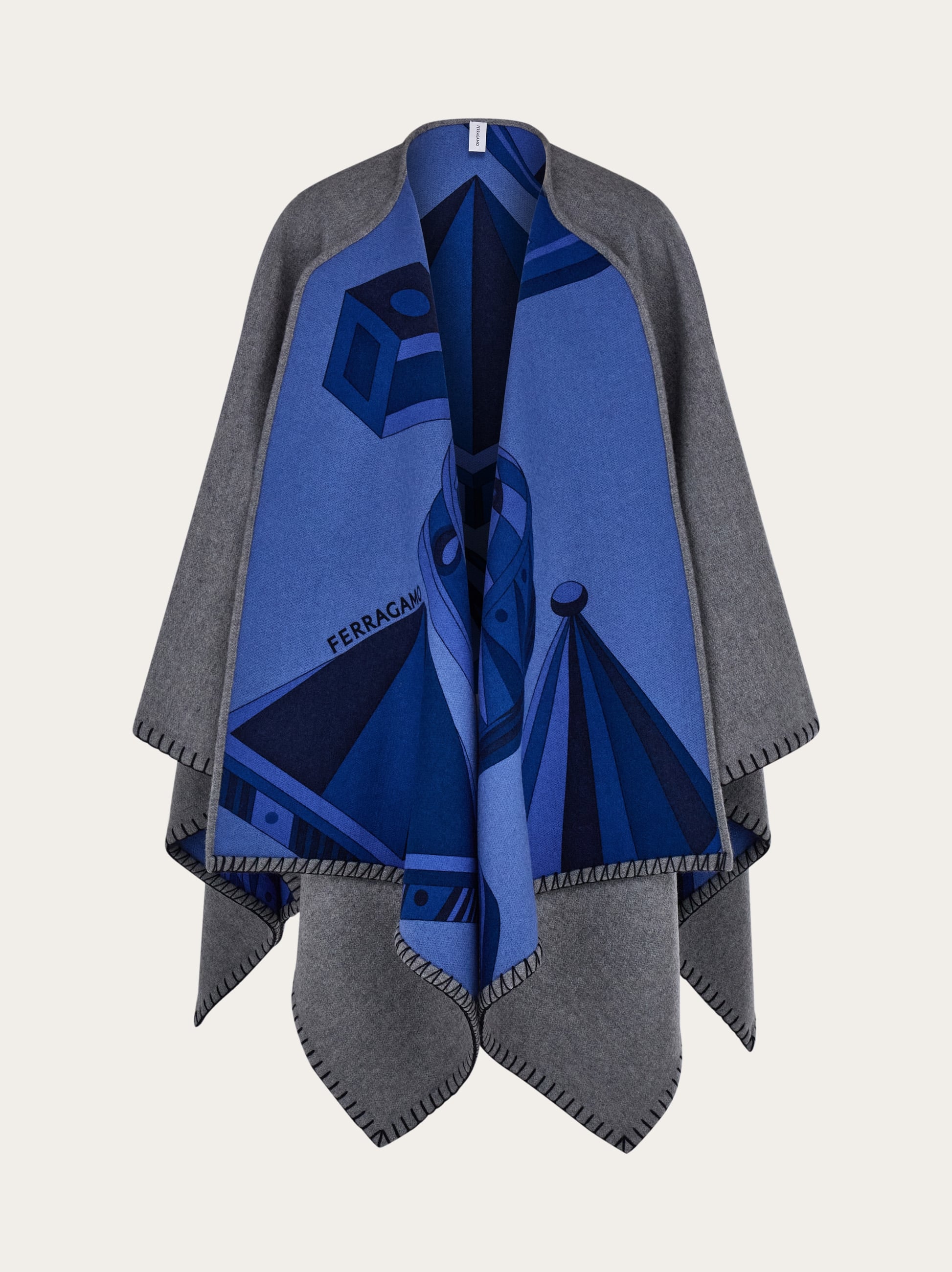 Ferragamo Donna Cappa reversibile stampa Nadir Blu