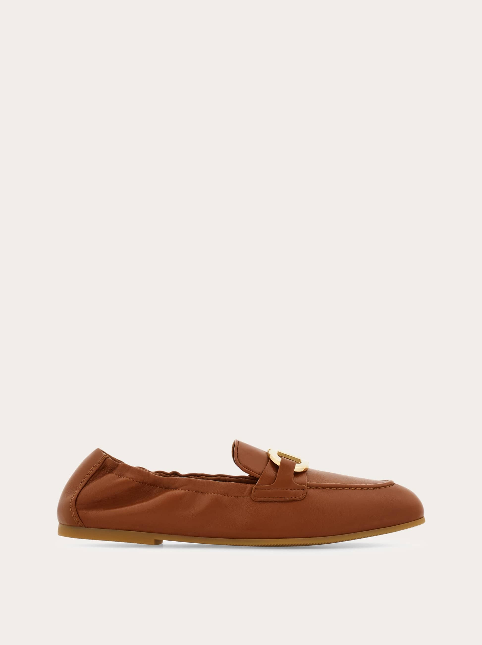Ferragamo Gancini Loafers In Beige