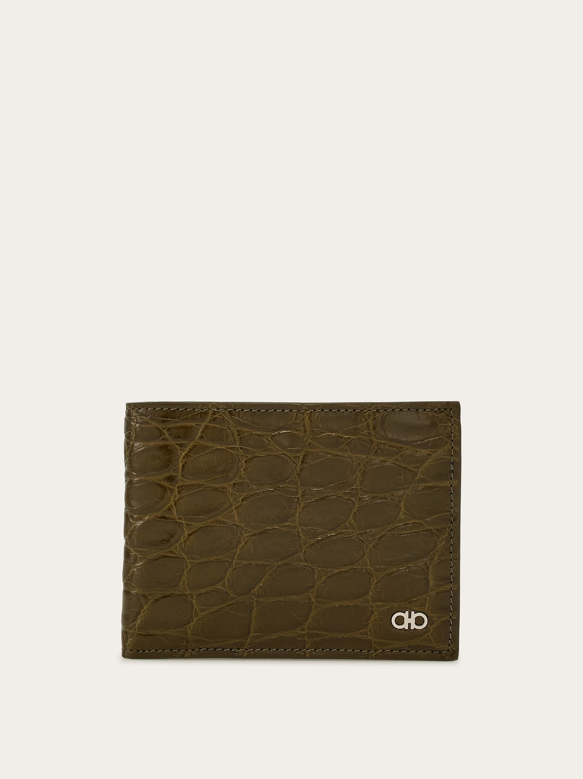 Ferragamo Gancini-plaque Wallet In Green