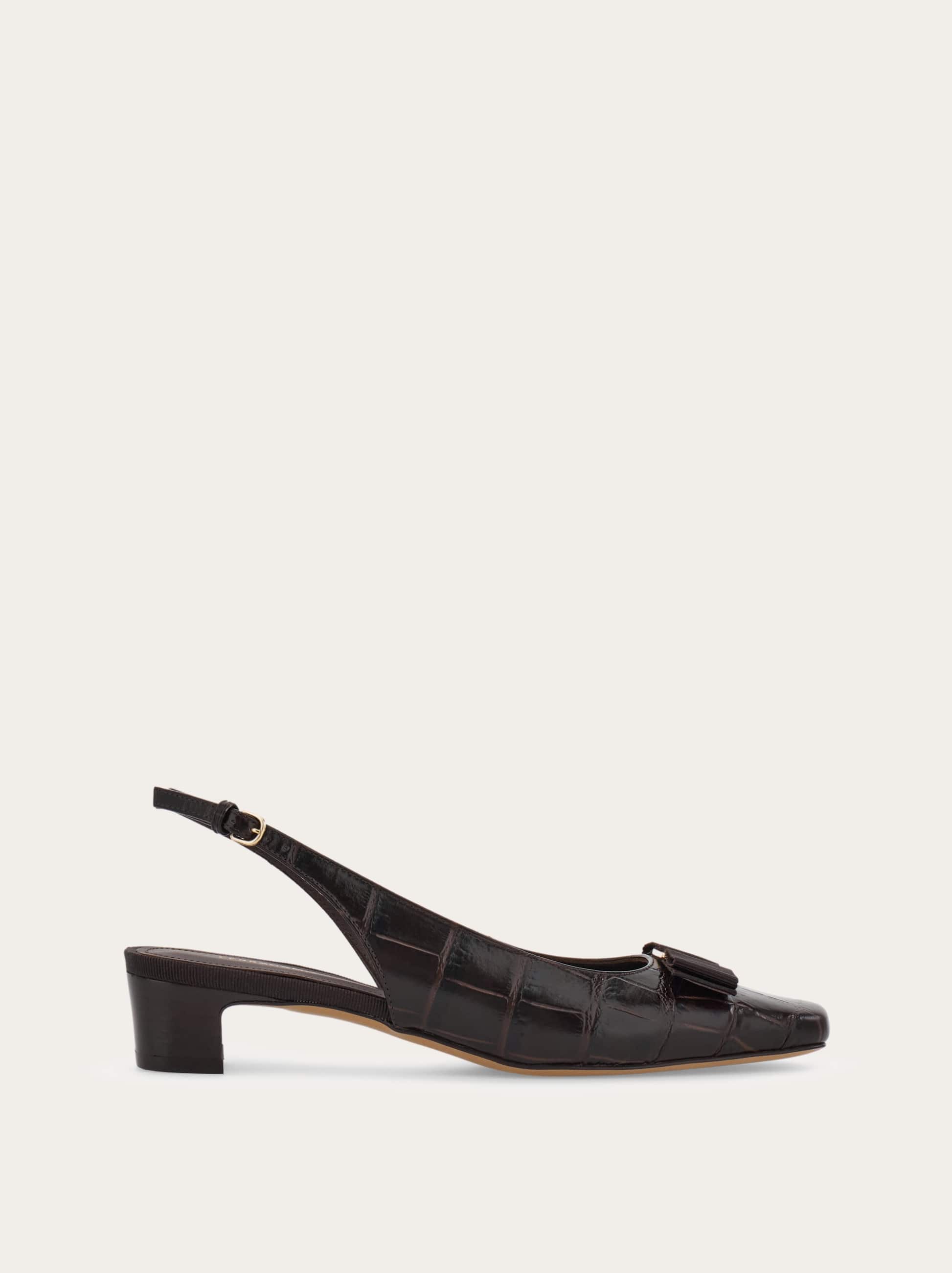 Ferragamo Bow Detail Slingback Pump In Brown