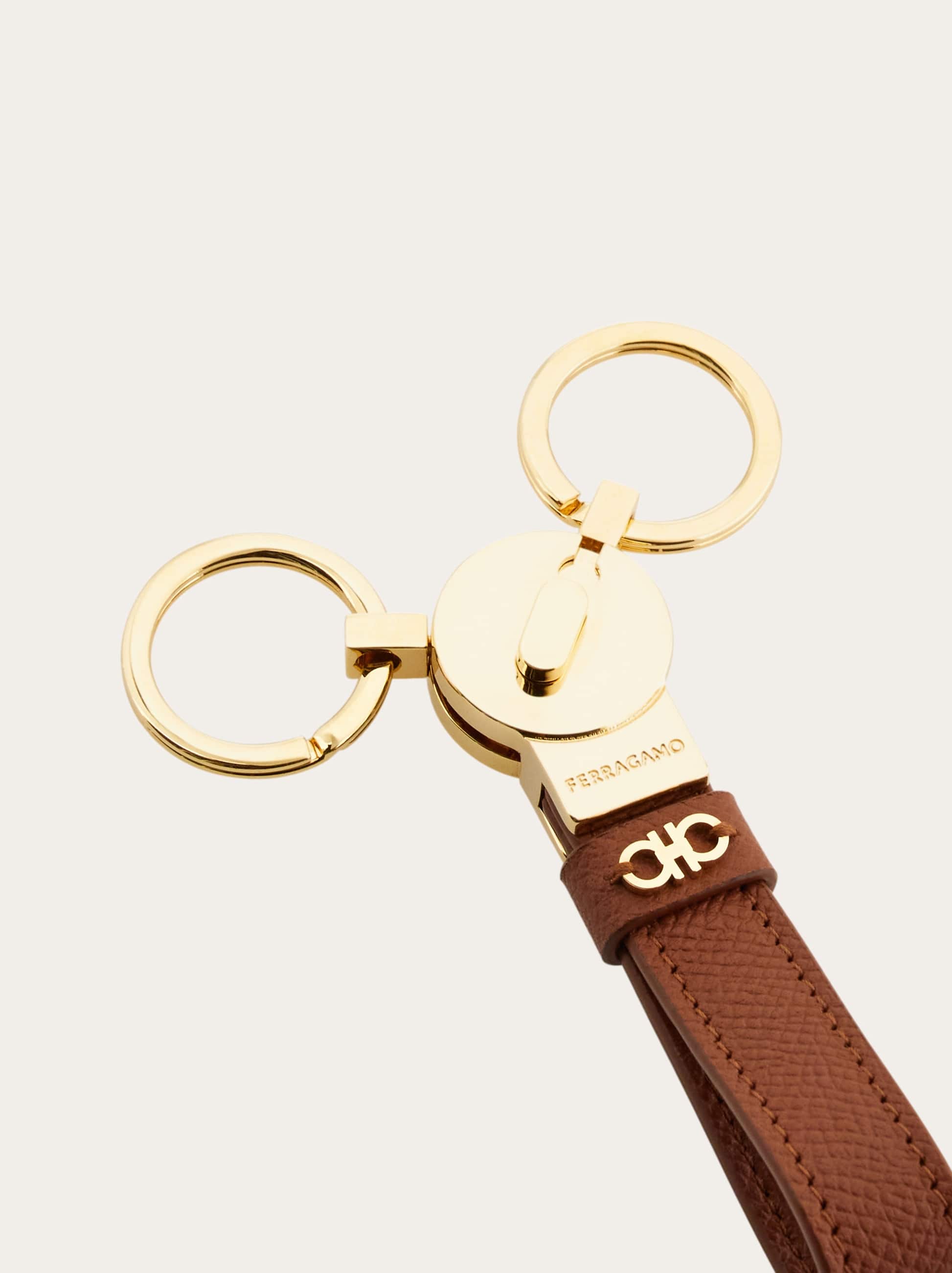  Ferragamo Men Gancini Key Holder Brown 