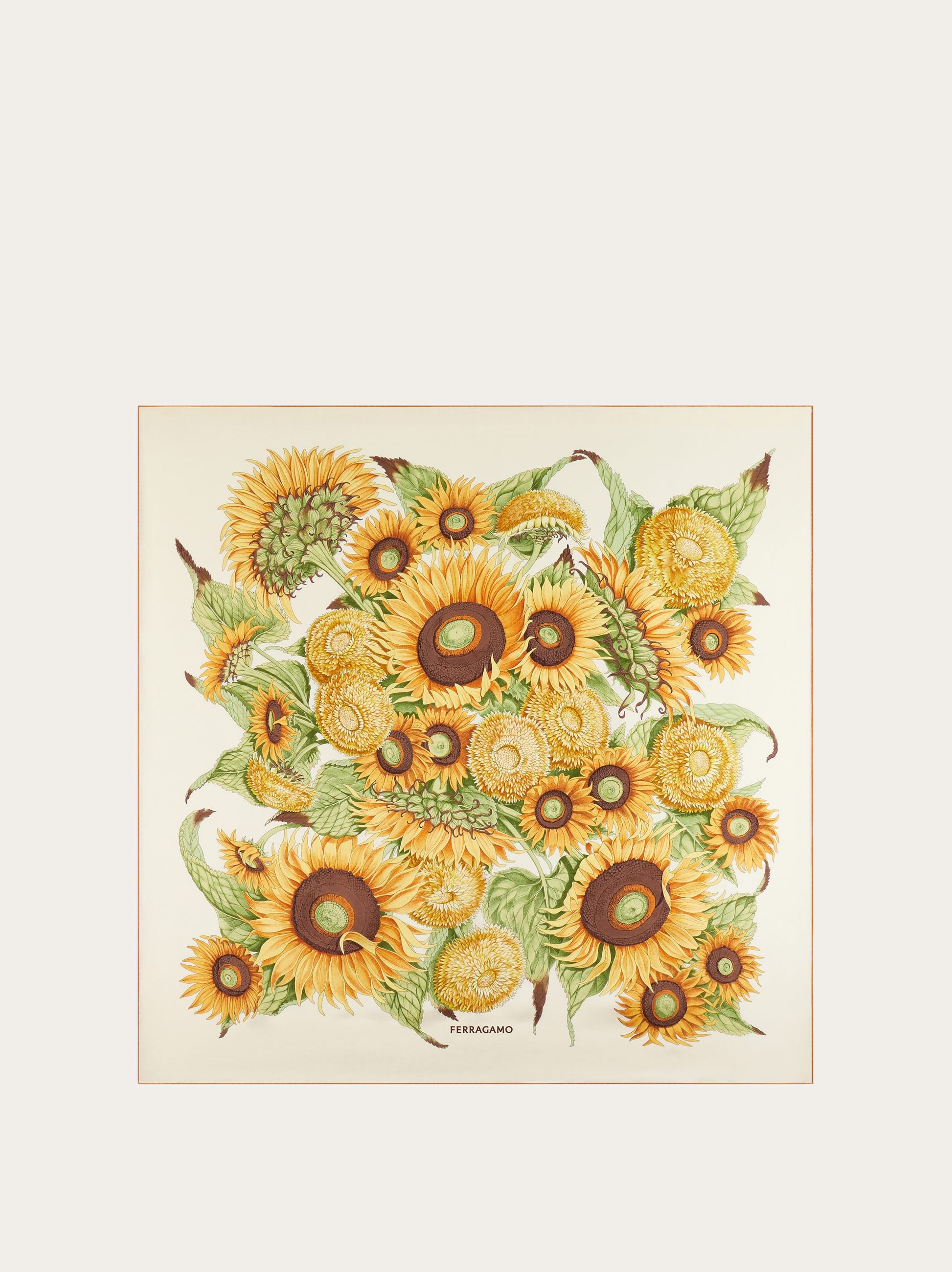 Ferragamo Sunflower Print Silk Scarf In Yellow