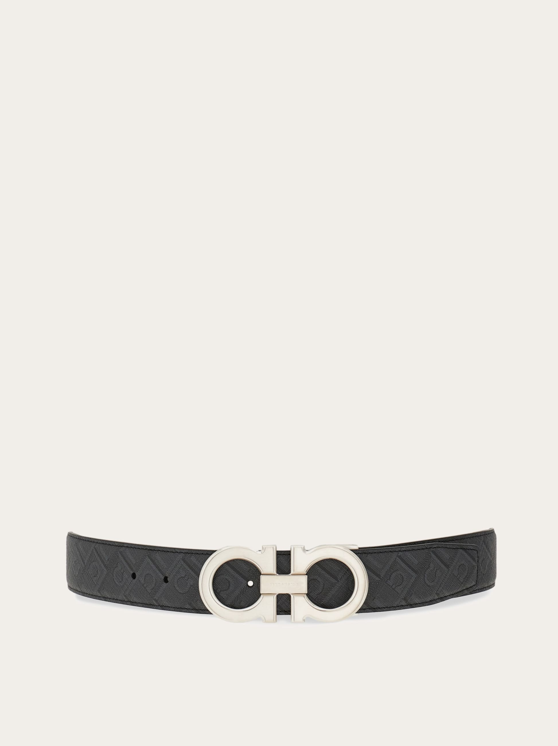 Ferragamo Reversible And Adjustable Gancini Belt In Black