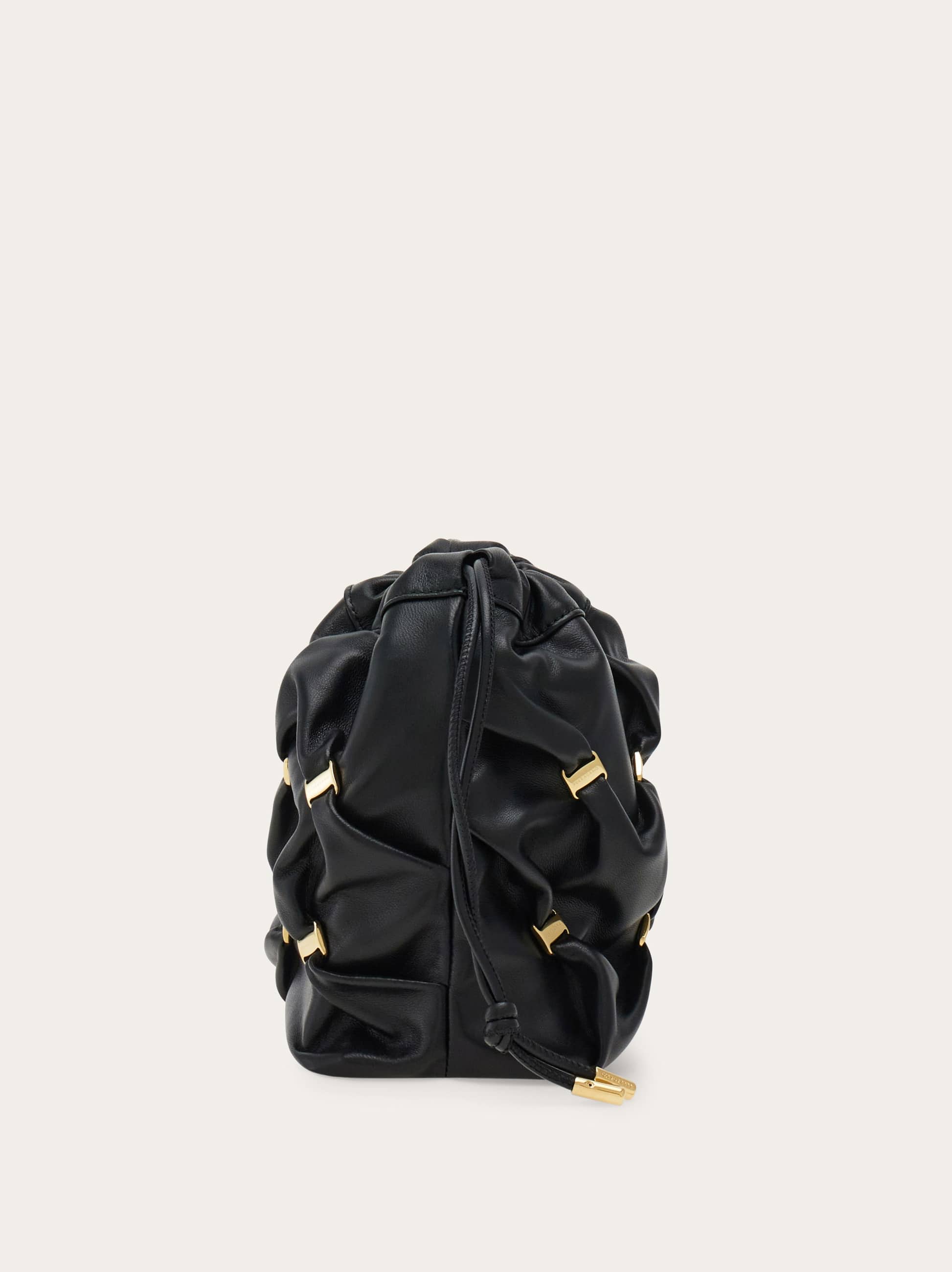  Ferragamo Damen Mini Beuteltasche Mit Mini-varini Schwarz 