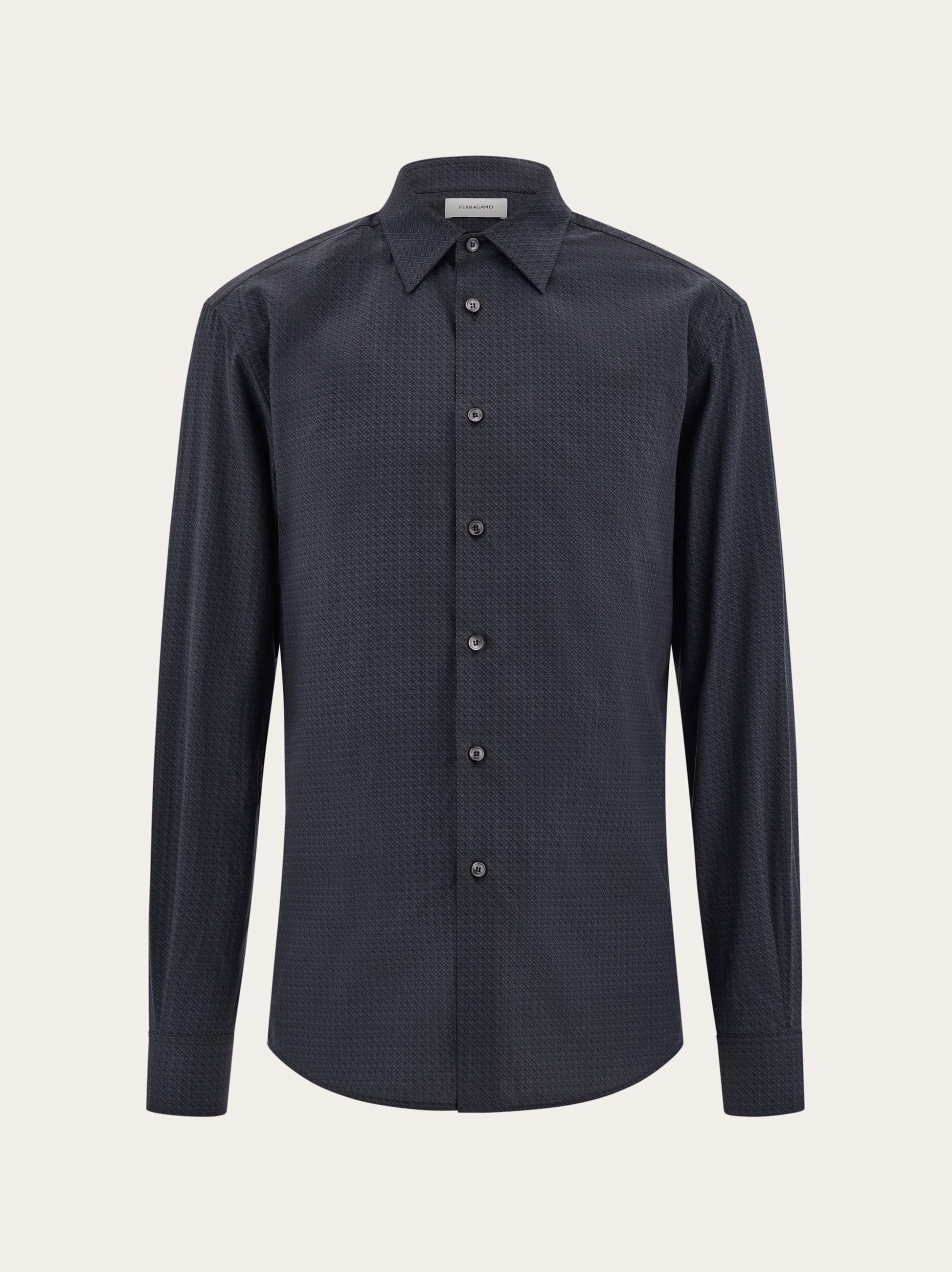 Ferragamo Micro-patterned Shirt In Blue