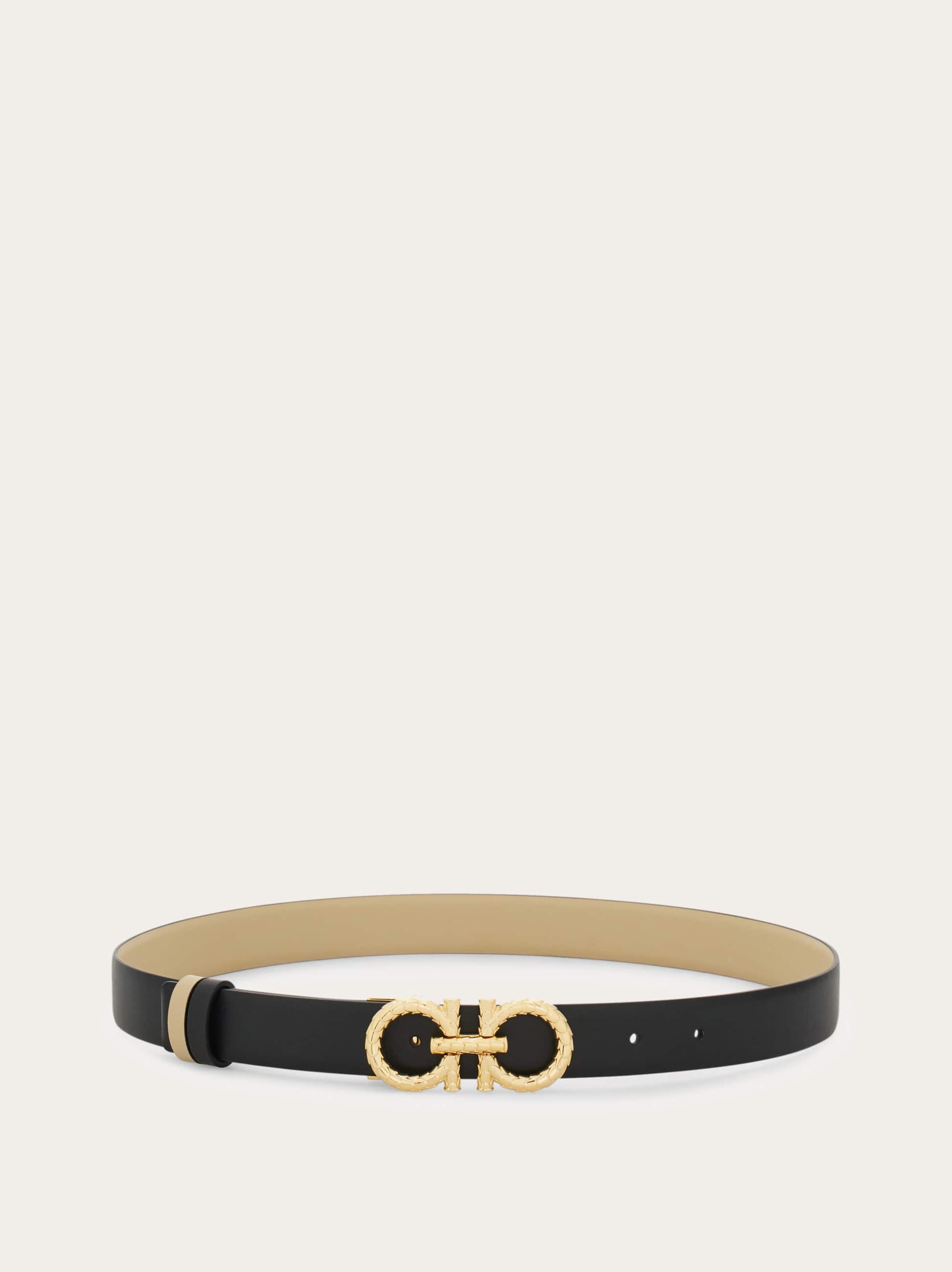  Ferragamo Damen Verstellbarer Gancini Wendegürtel Schwarz 