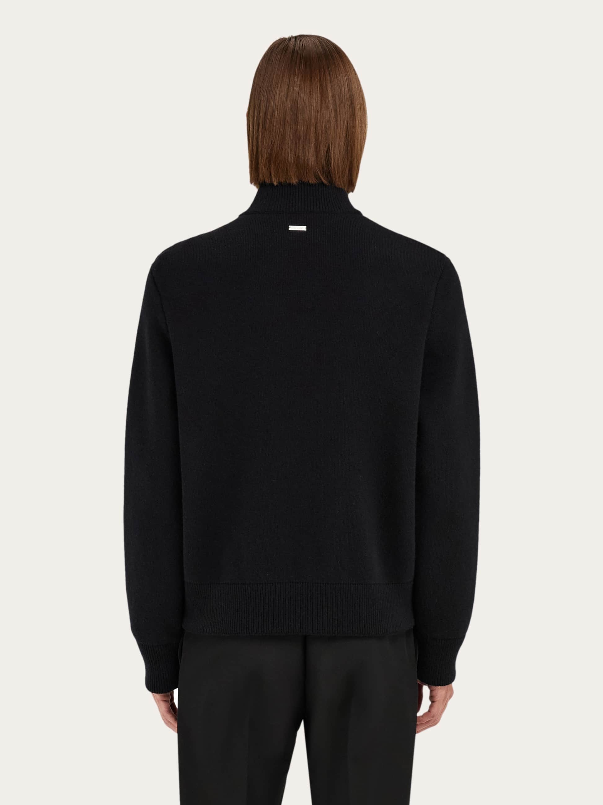  Ferragamo Men Knitted Bomber Jacket Black 