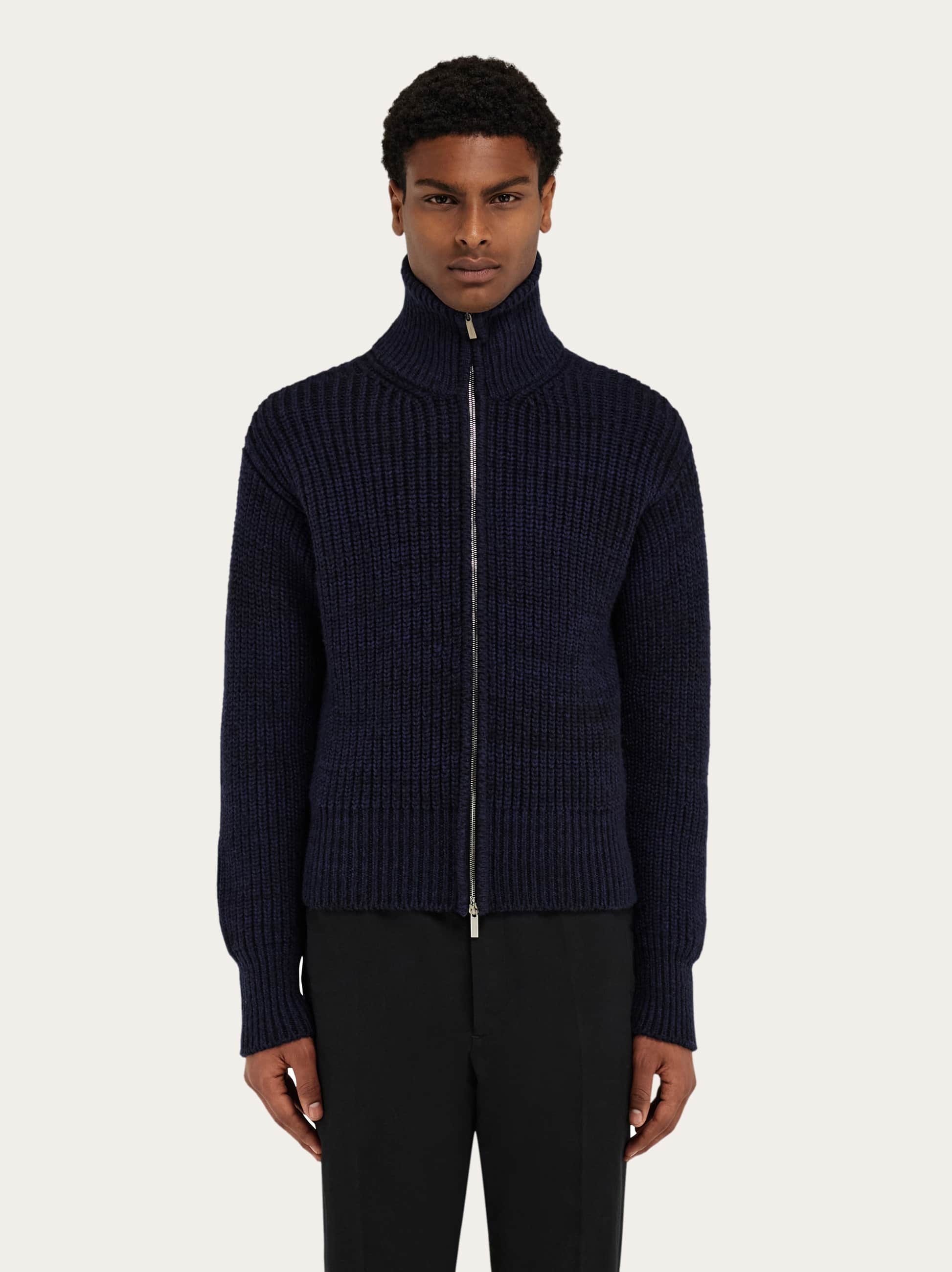  Ferragamo Herren Blouson In Maschenware Blau 