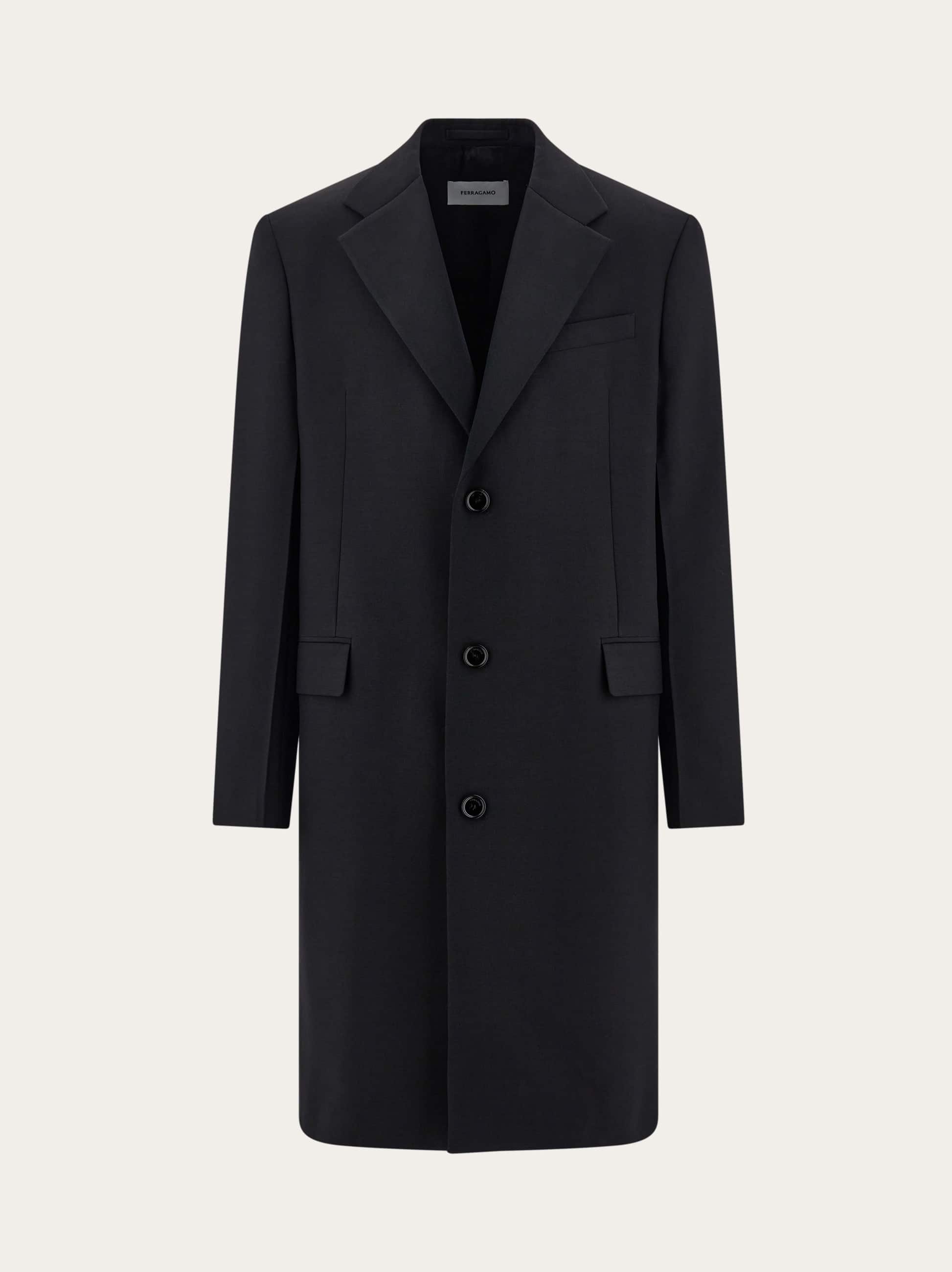 Ferragamo Satin-lapel Single-breasted Coat In Black