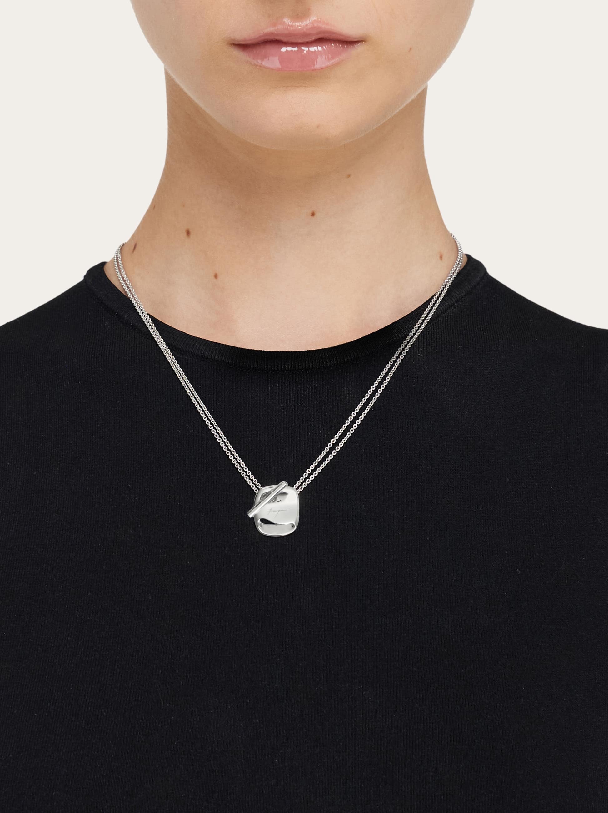  Ferragamo Damen Halskette Vara-schnalle Silber 