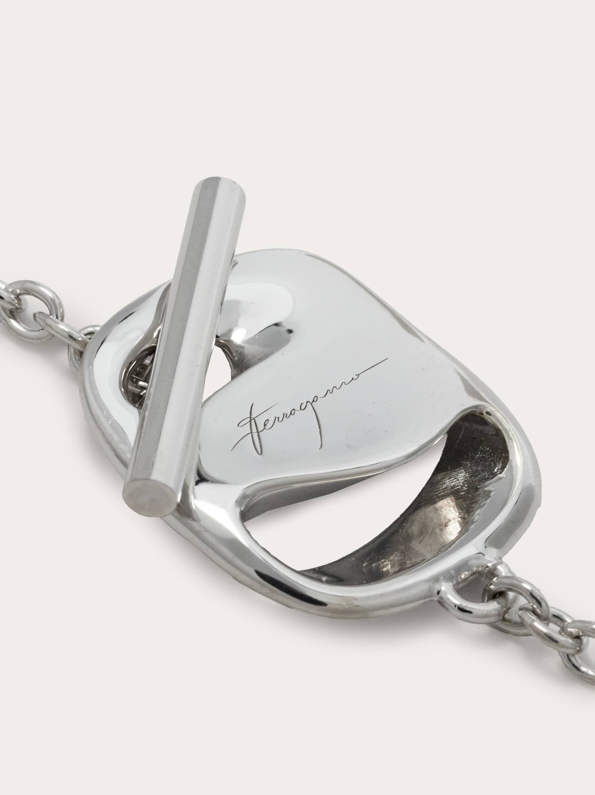 Ferragamo Vara Long Necklace In Silver