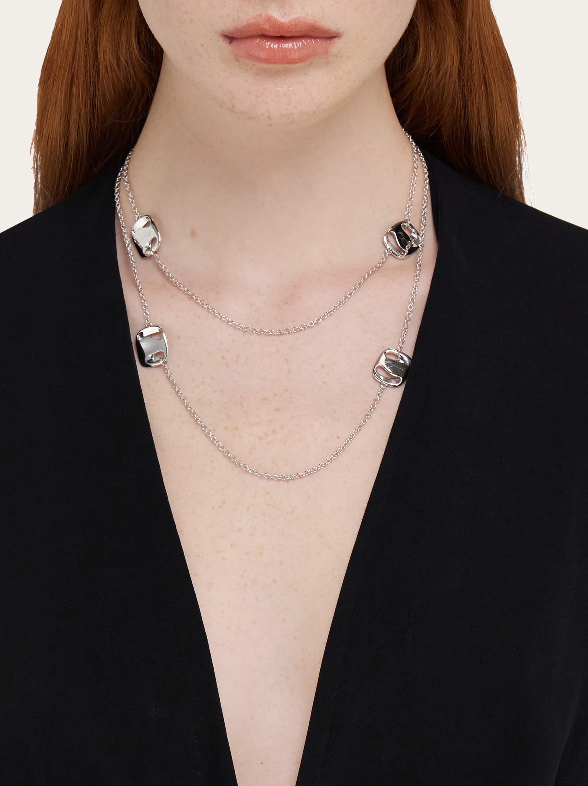  Ferragamo Damen Lange Halskette Vara-schnalle Silber 