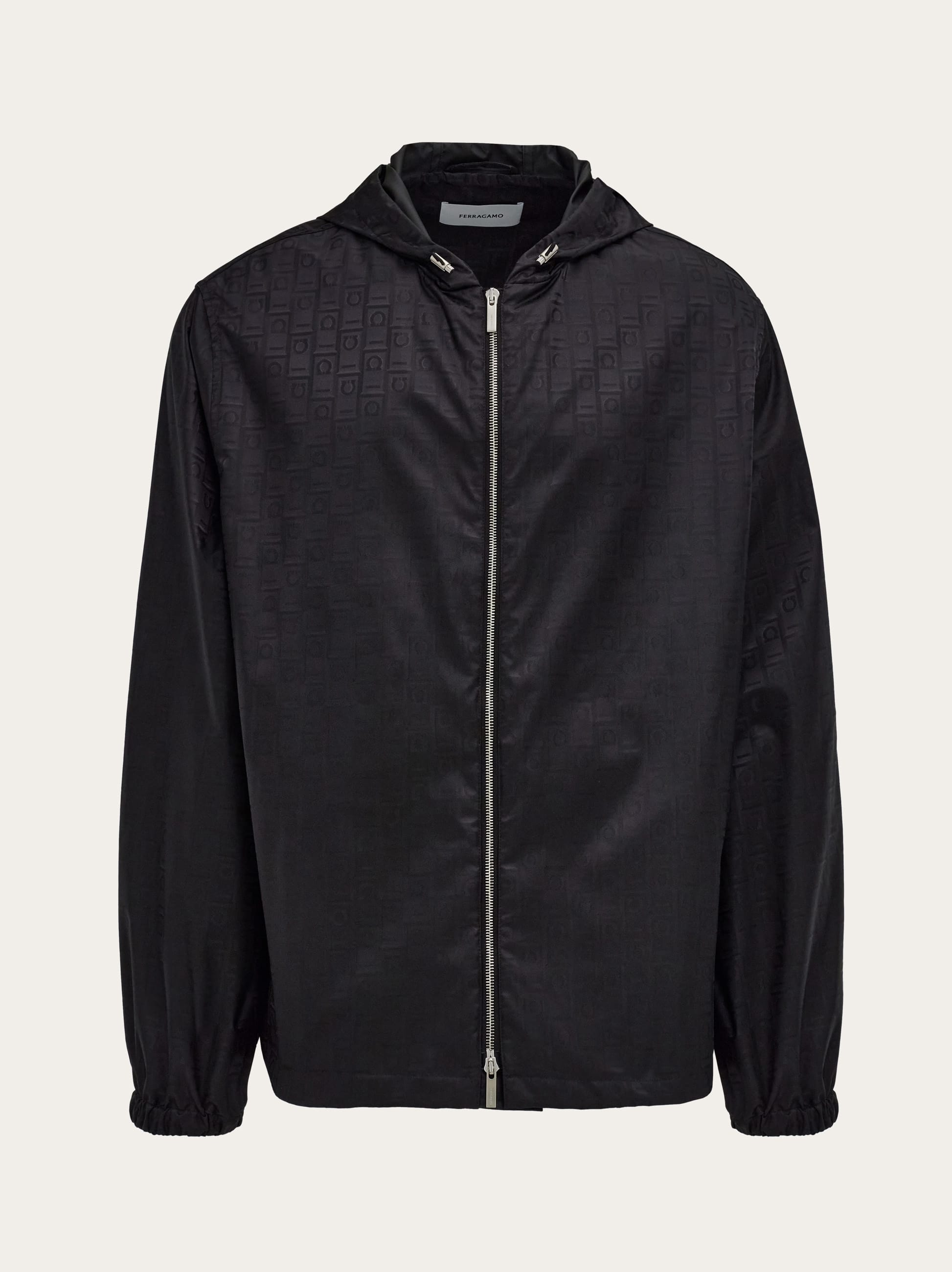 Ferragamo Gancini-jacquard Rain Jacket In Black