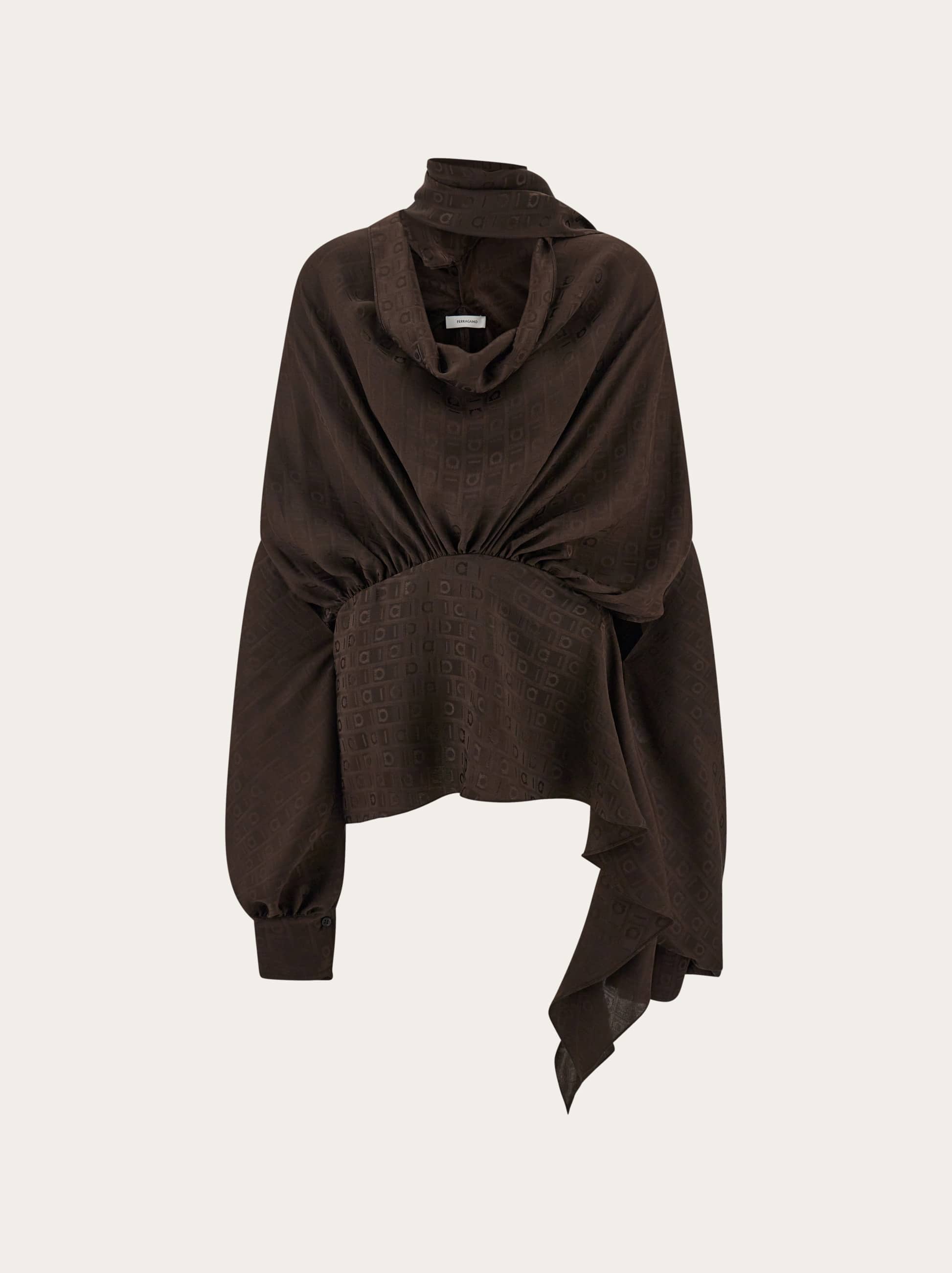 Ferragamo Donna Blusa in seta Ferragamo Monogram Marrone