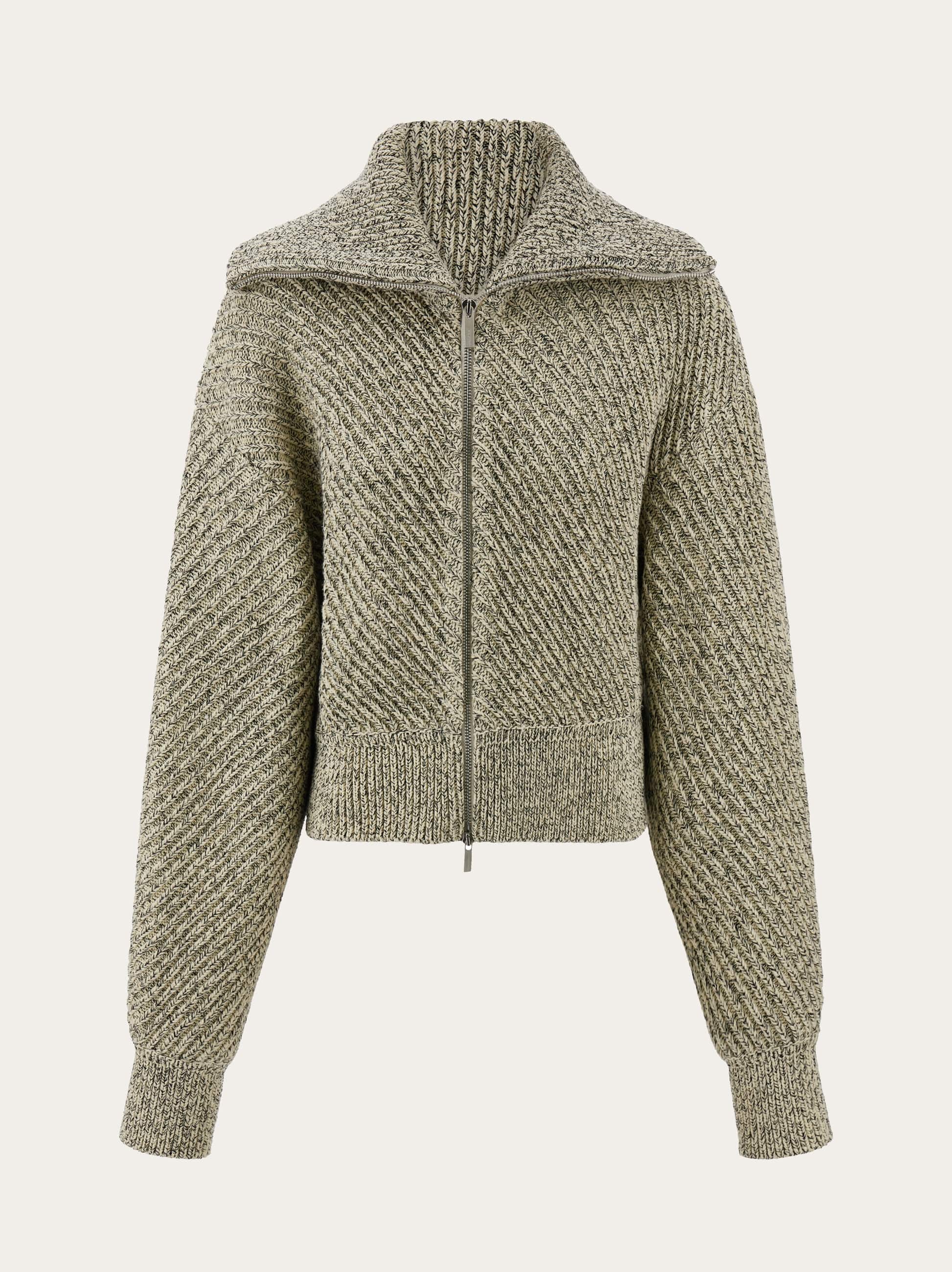 Ferragamo Knitted Bomber Jacket In White