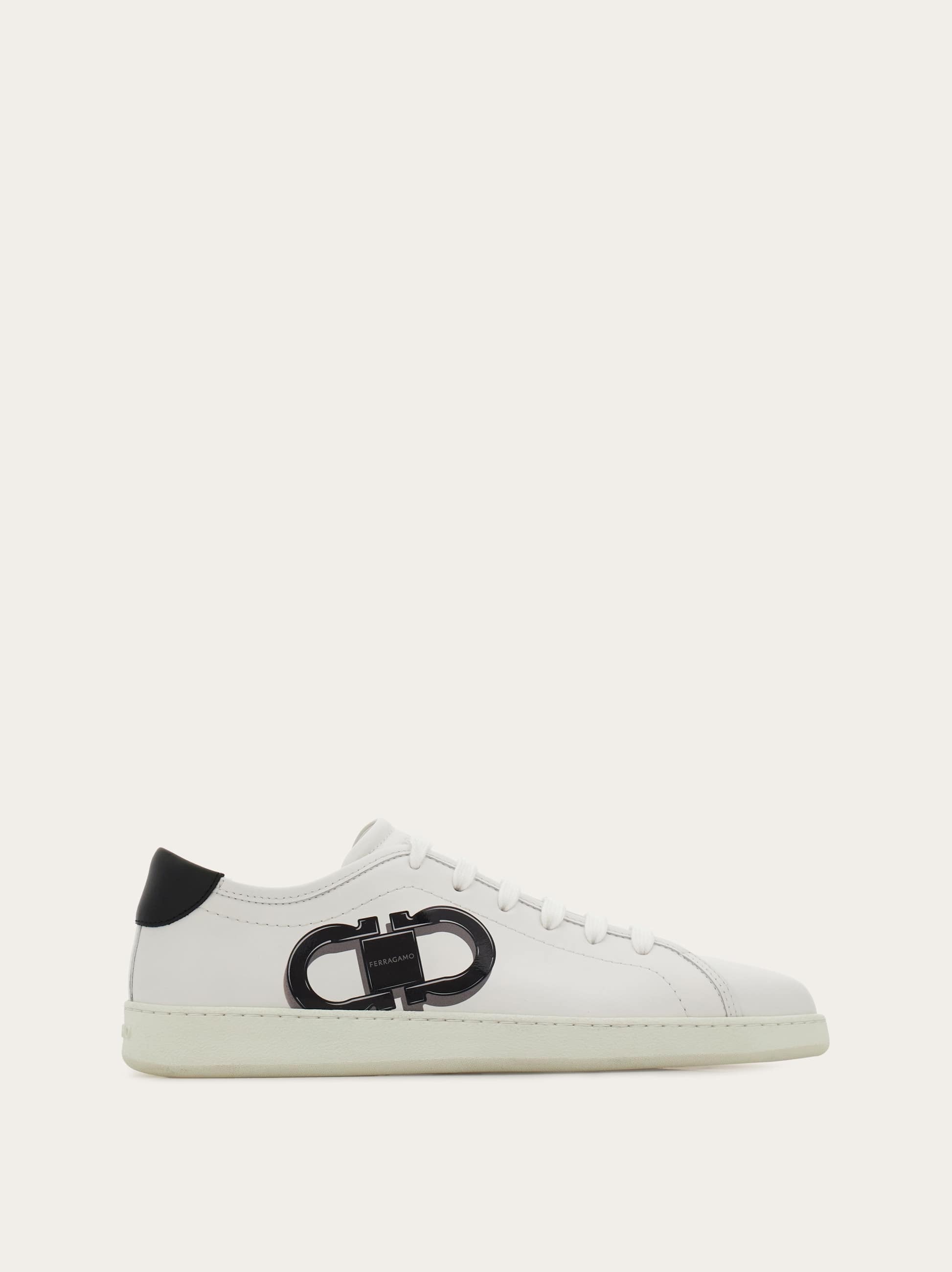 Ferragamo Gancini-print Low-top Sneakers In White
