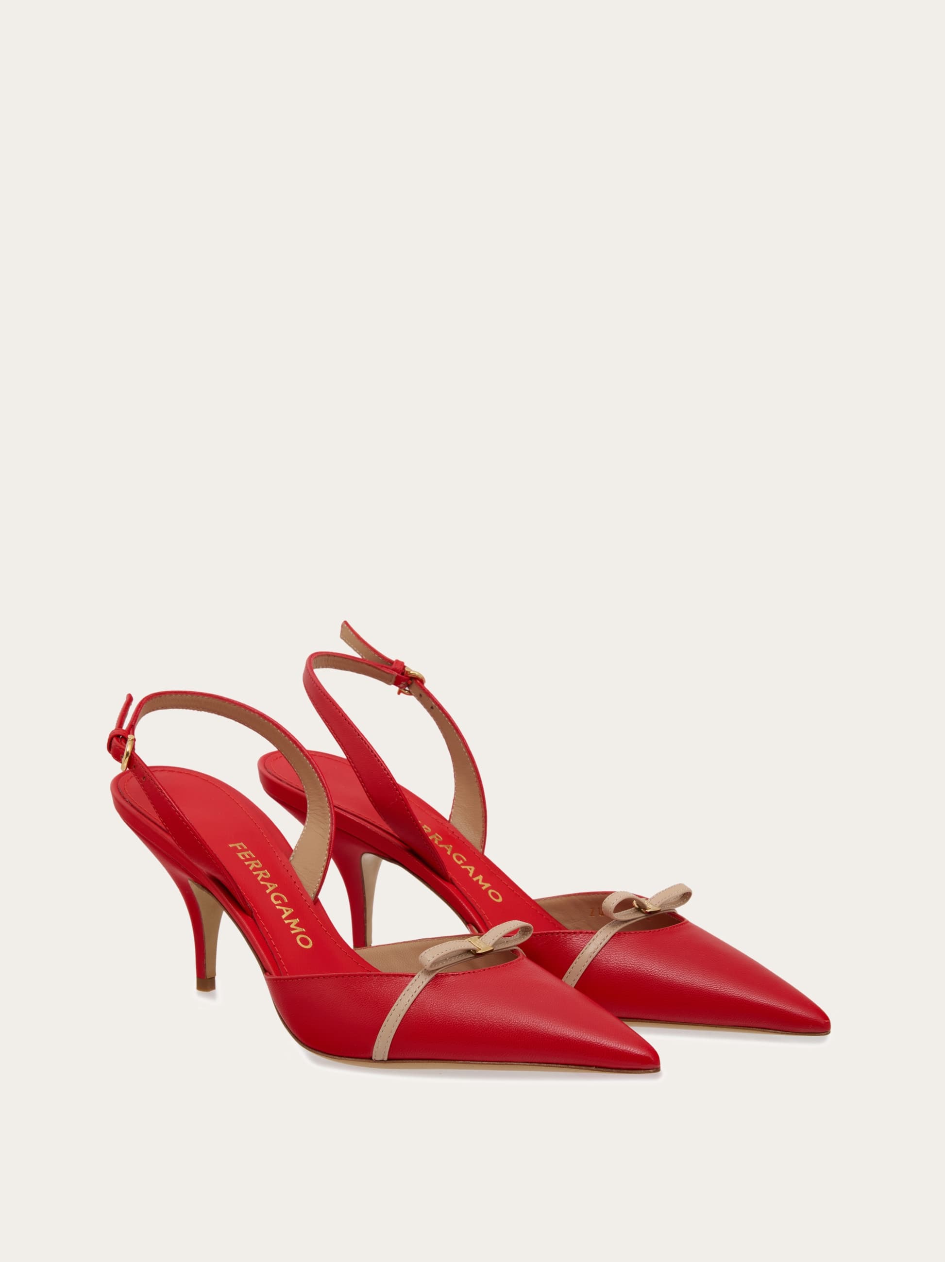 Ferragamo Gylla 70 Slingback In Flame Red In Red