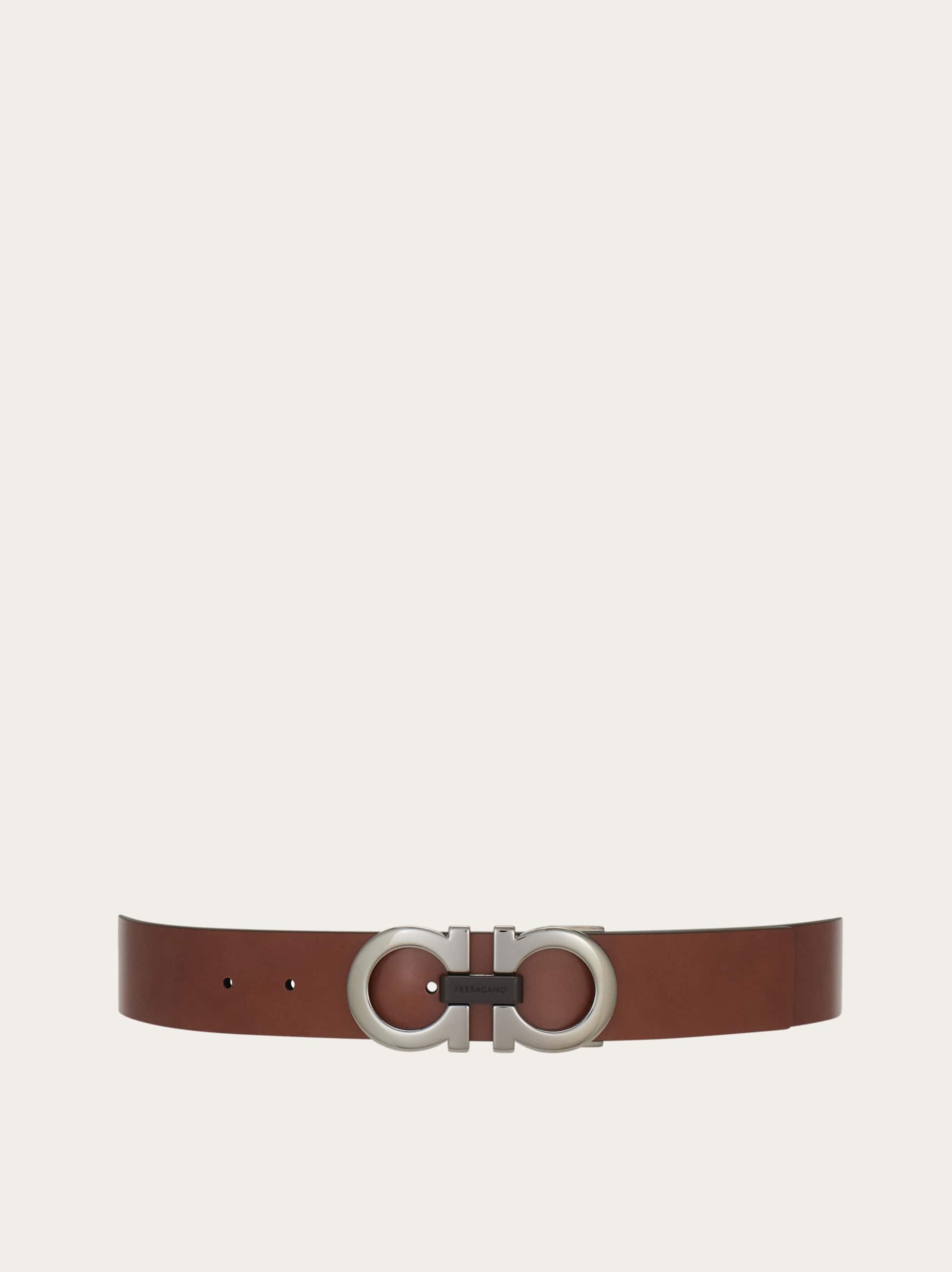 Ferragamo Reversible And Adjustable Gancini Belt In Black